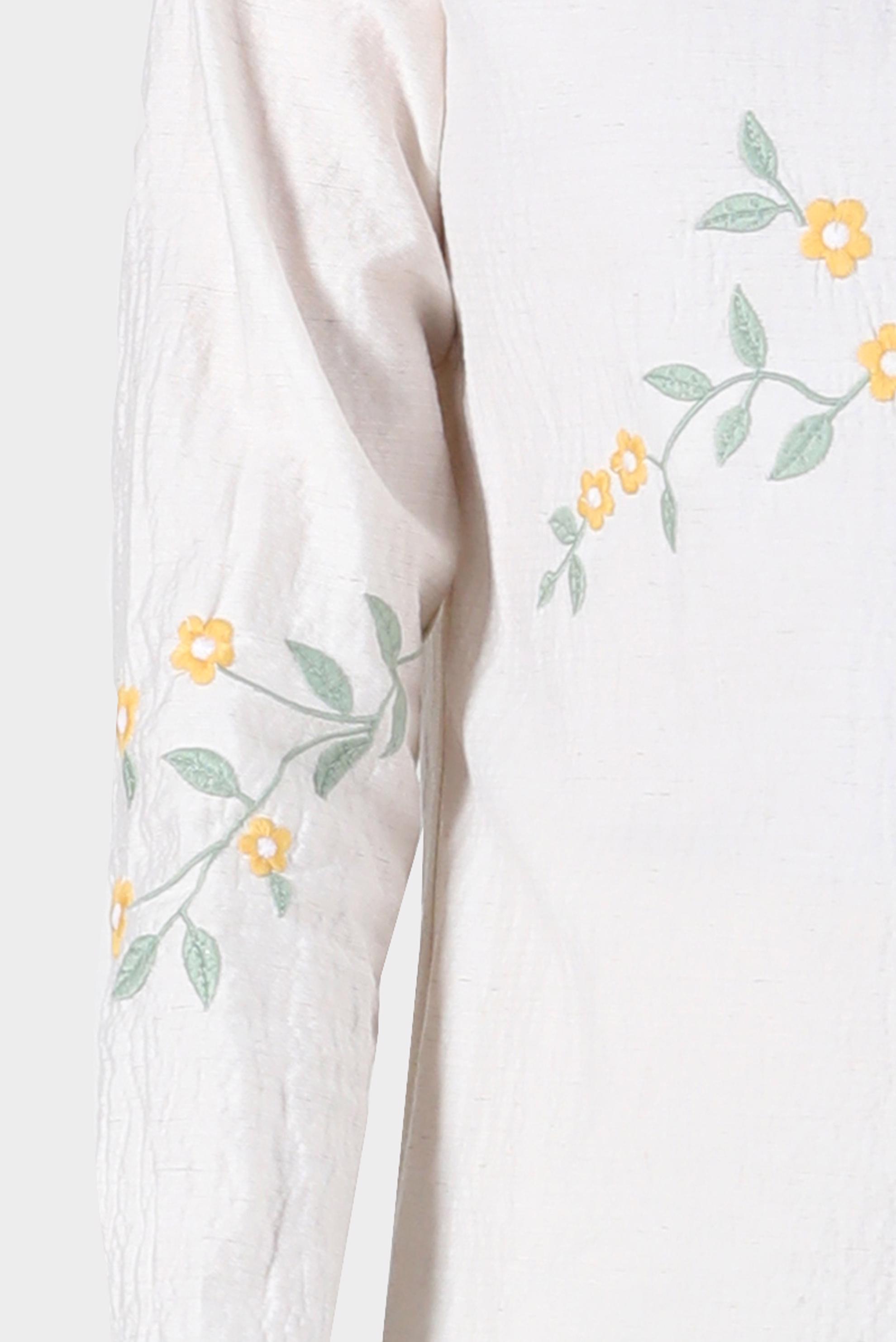 Tesettür giyim EKRU ÇİÇEK NAKIŞLI KETEN DÜZ TUNİK 42860 