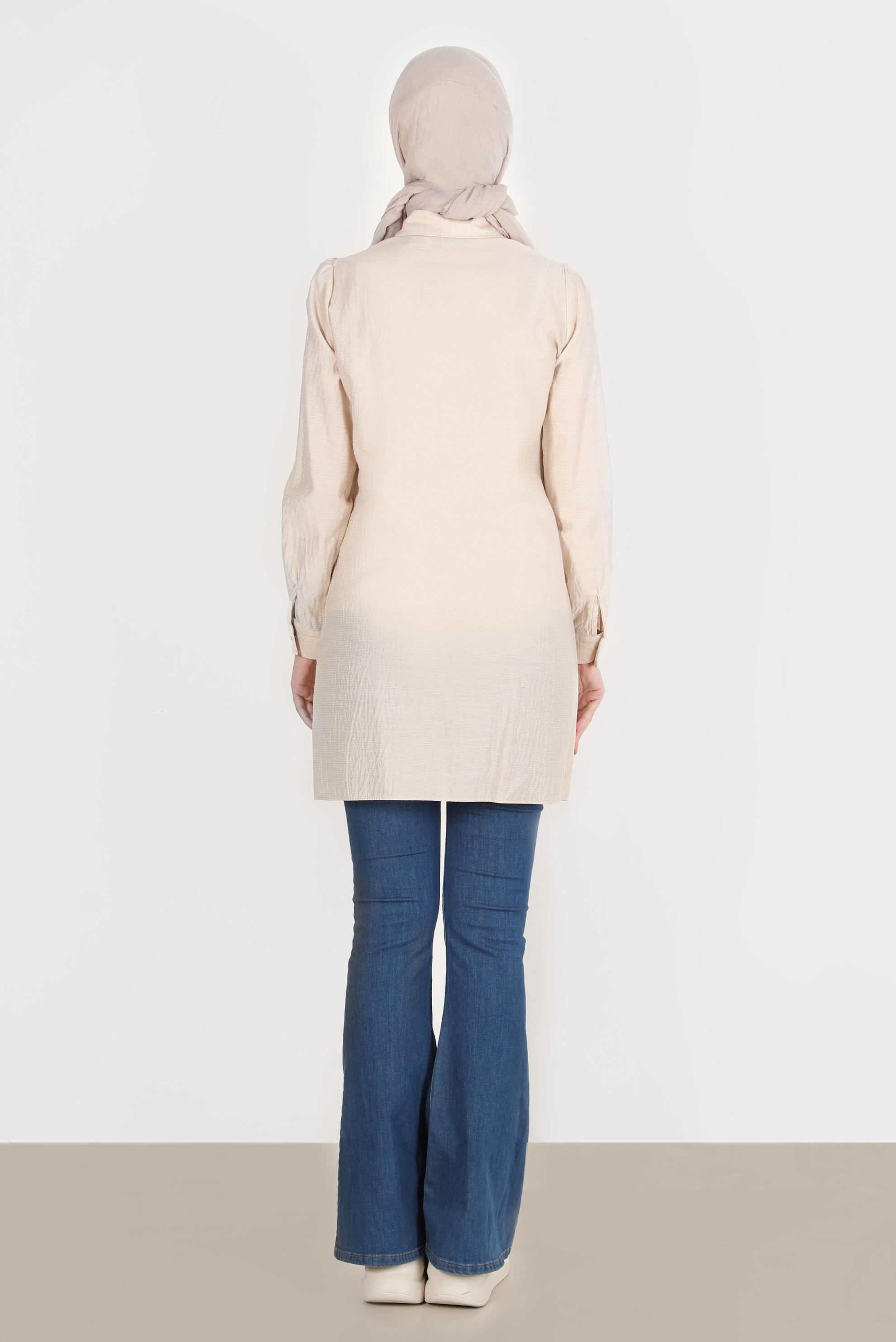 Vêtements hijab BEIGE TUNIQUE AVEC NŒUD 42861