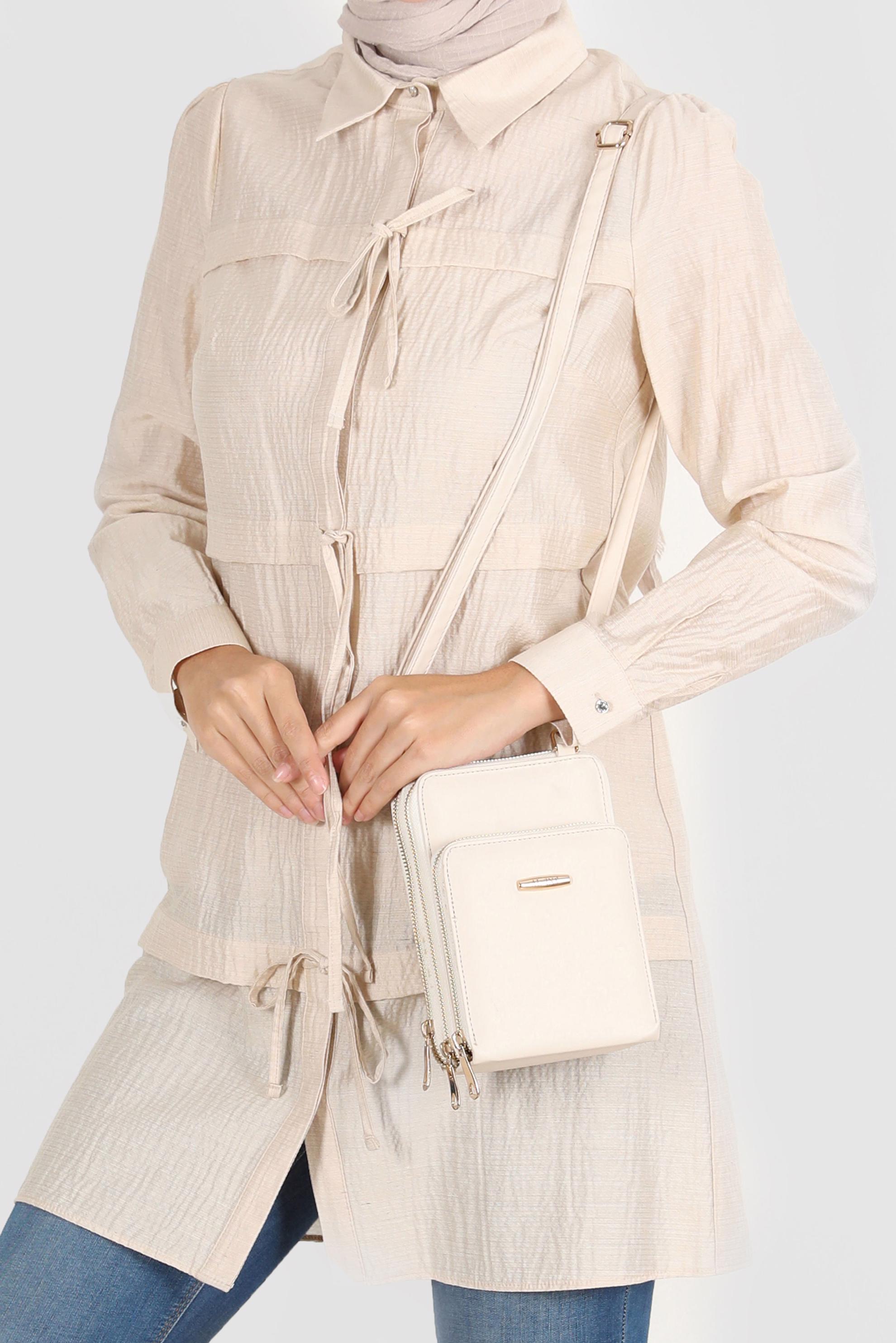 Vêtements hijab BEIGE TUNIQUE AVEC NŒUD 42861