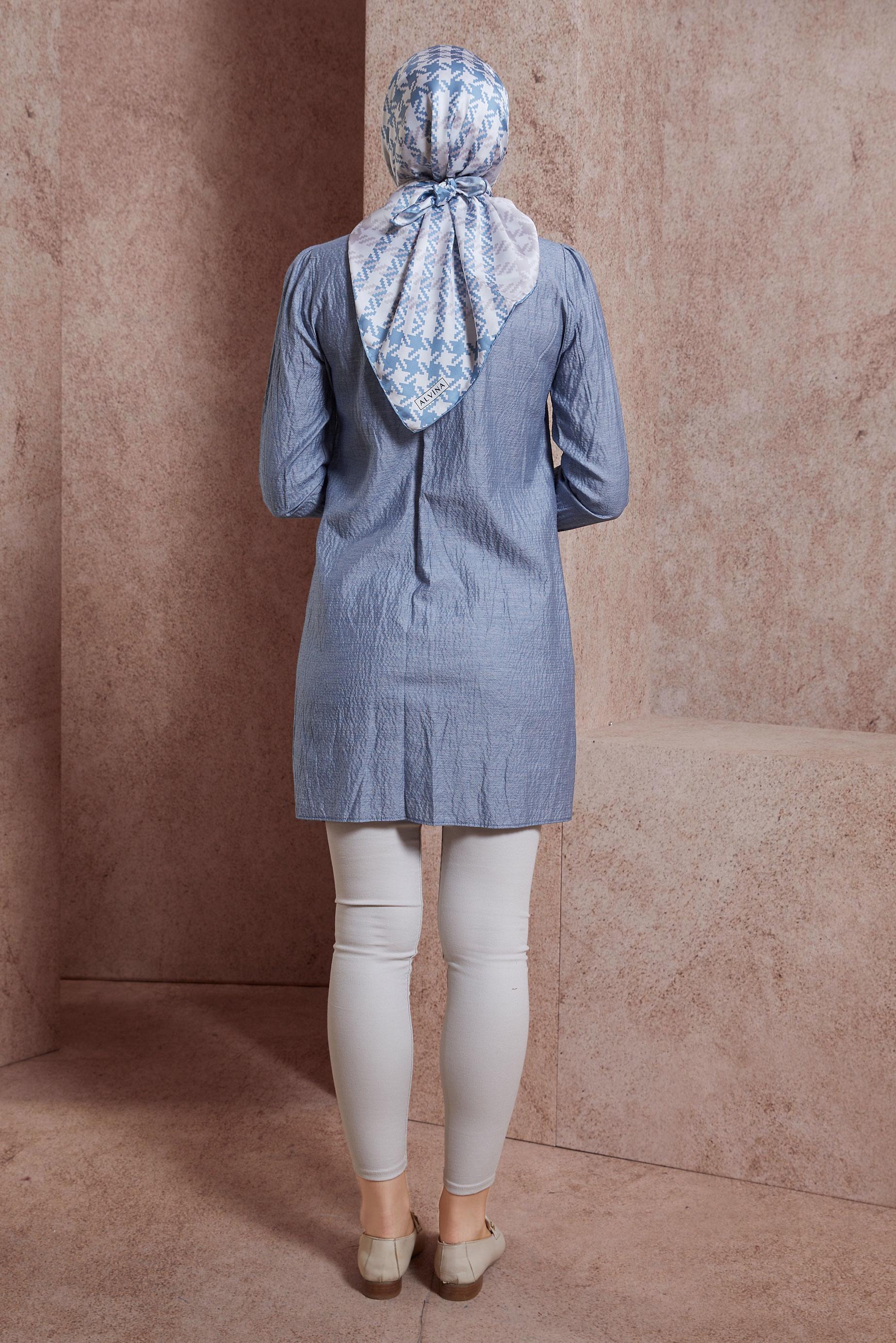 Tesettür giyim LACİVERT BAĞCIK DETAYLI TUNİK 42861