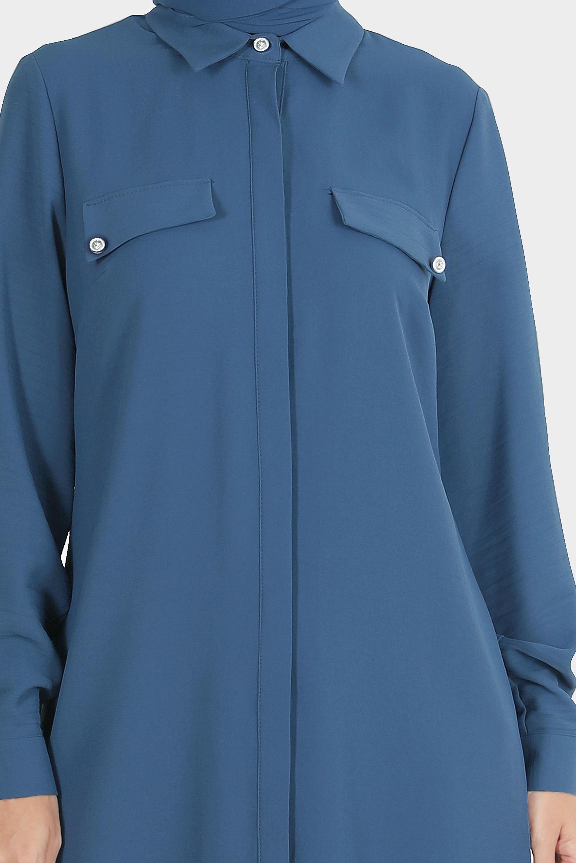 Tesettür giyim LACİVERT GİZLİ DÜĞMELİ TUNİK 42864 