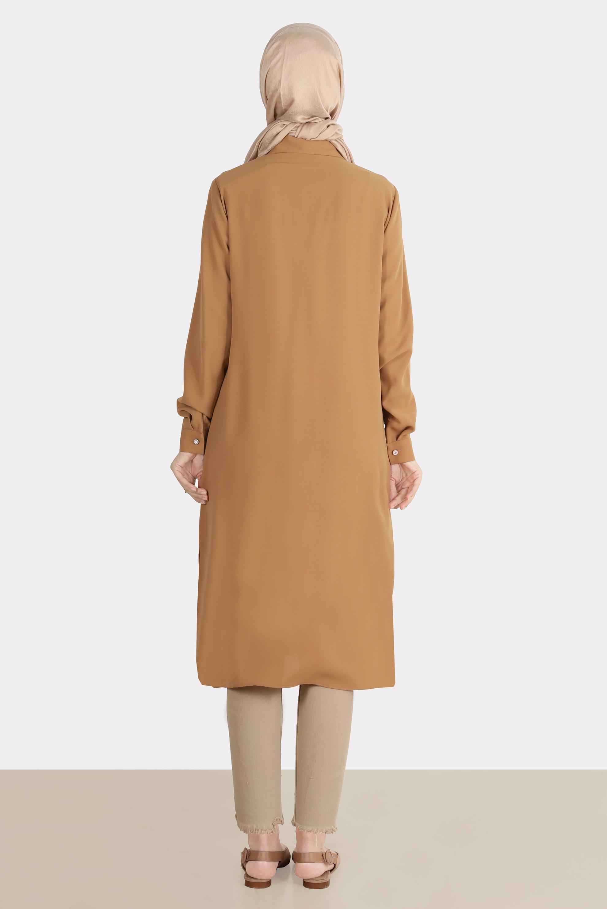 Tesettür giyim SARI GİZLİ DÜĞMELİ TUNİK 42864 