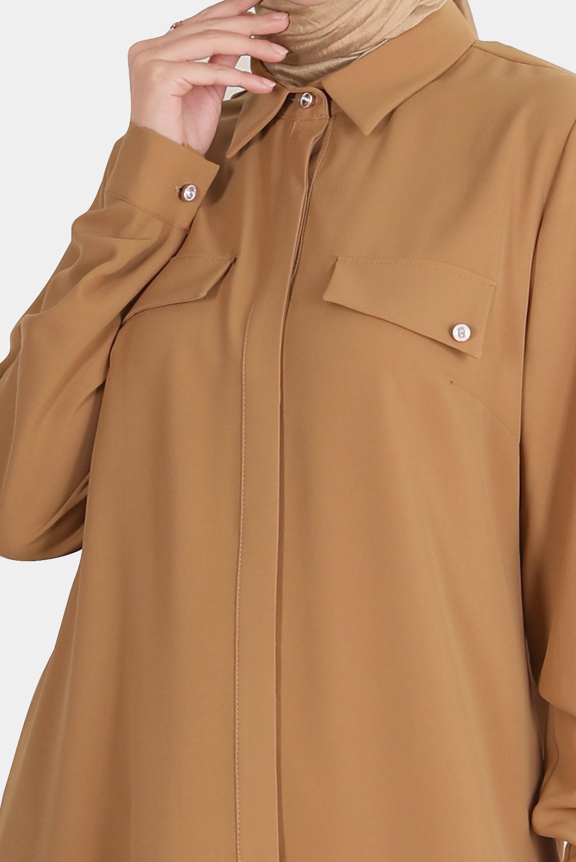 Tesettür giyim SARI GİZLİ DÜĞMELİ TUNİK 42864 