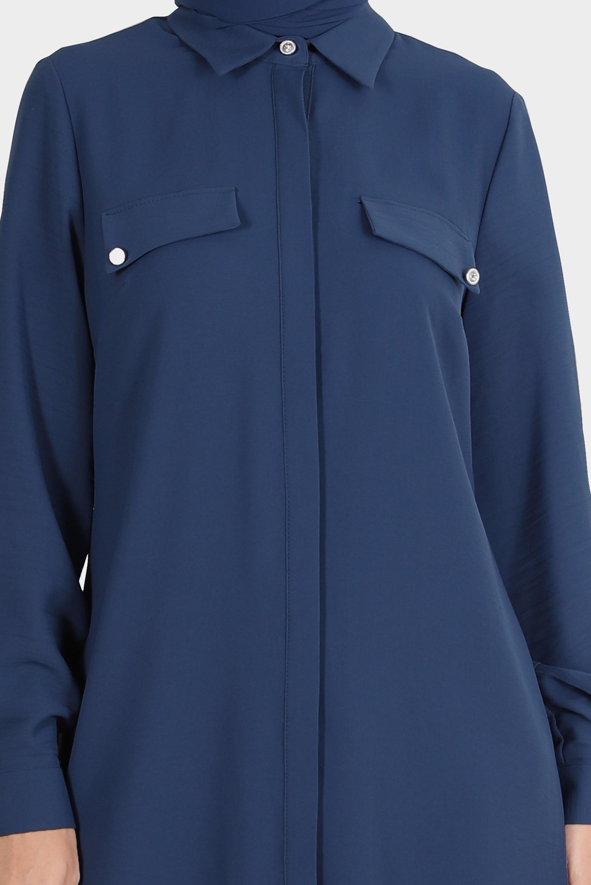 Tesettür giyim LACİVERT GİZLİ DÜĞMELİ TUNİK 42864 