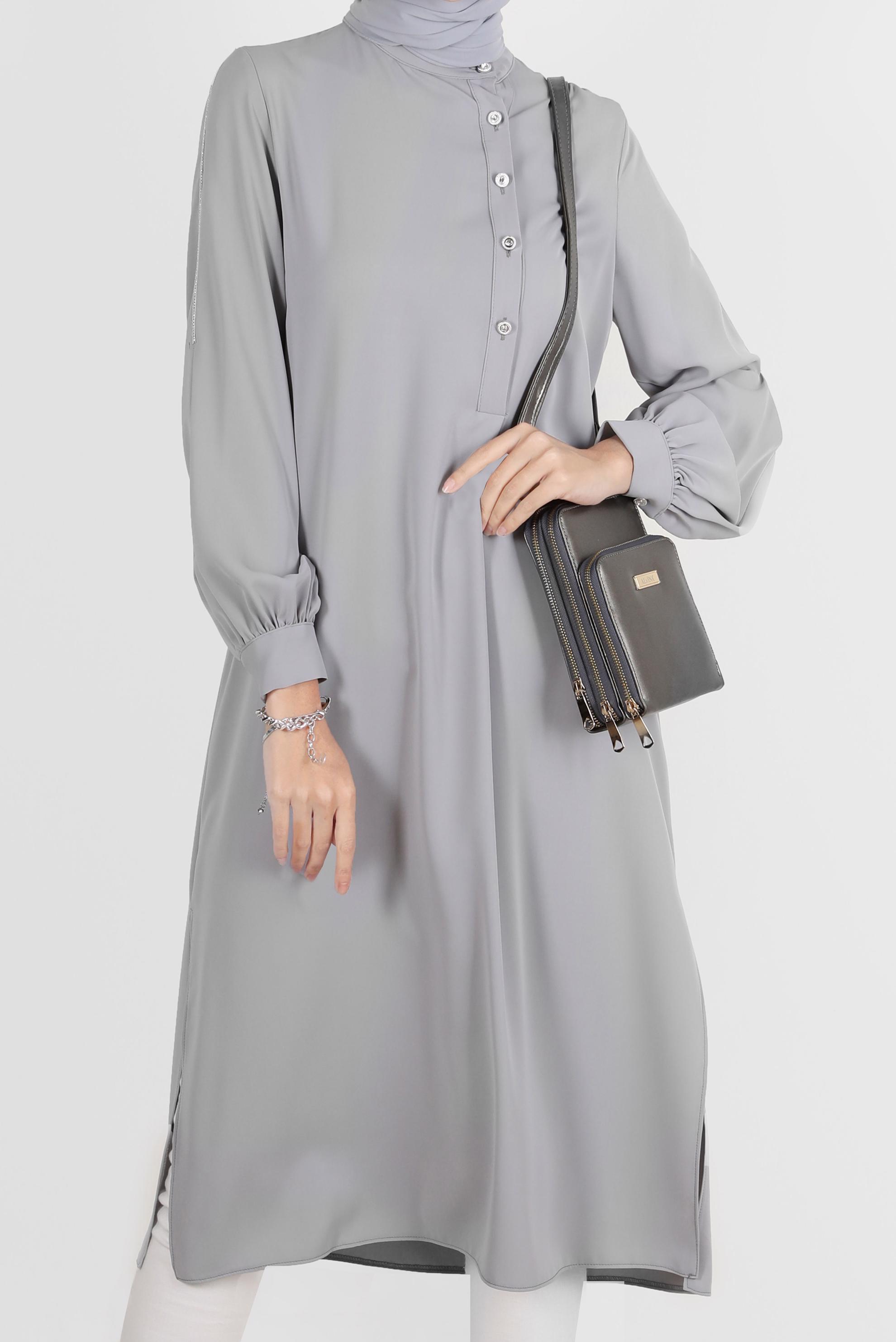 Vêtements hijab GRIS TUNIQUE DÉTAIL BOUTONS 42874