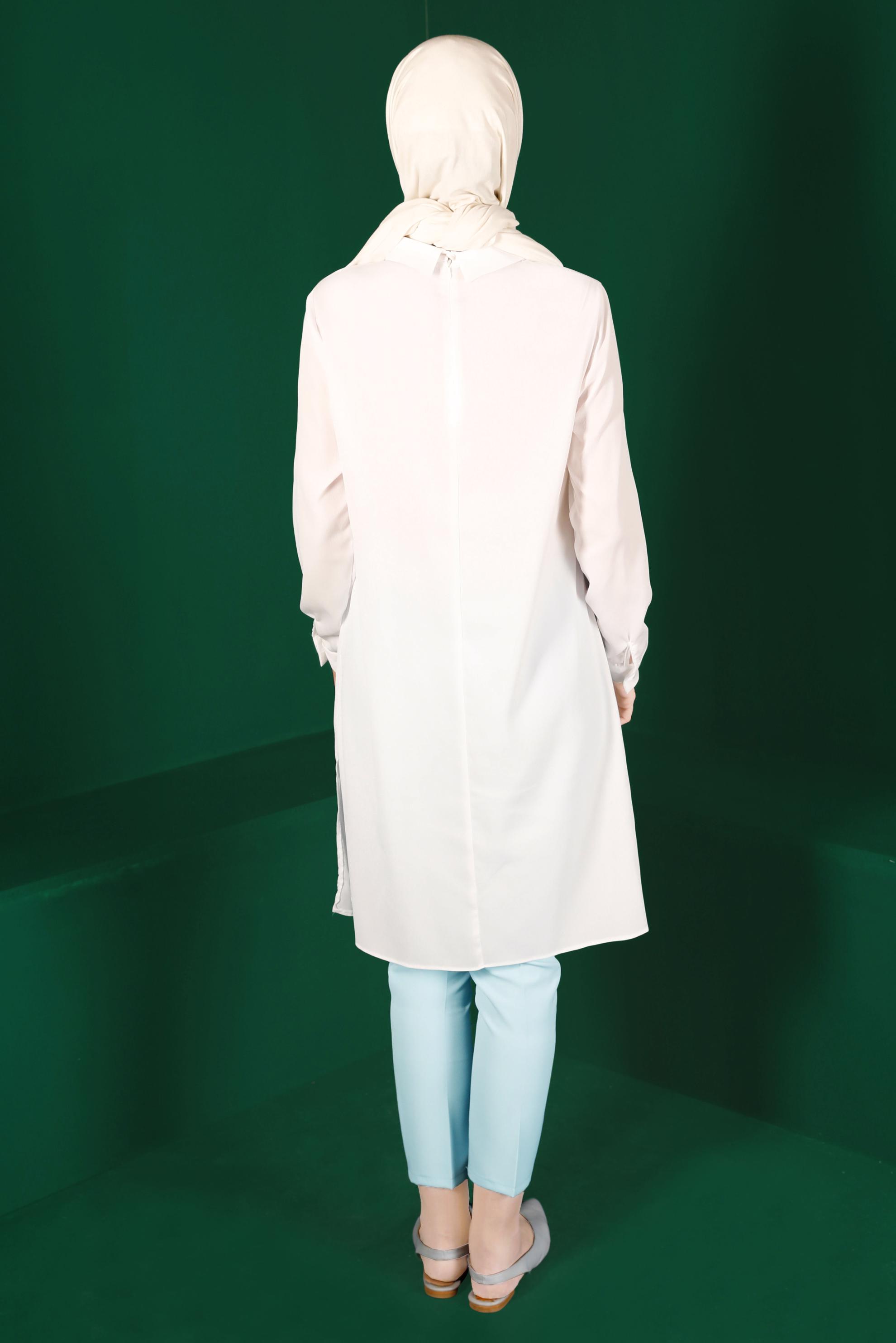 Tesettür giyim BEYAZ TAŞ BASKILI TUNİK 42875 