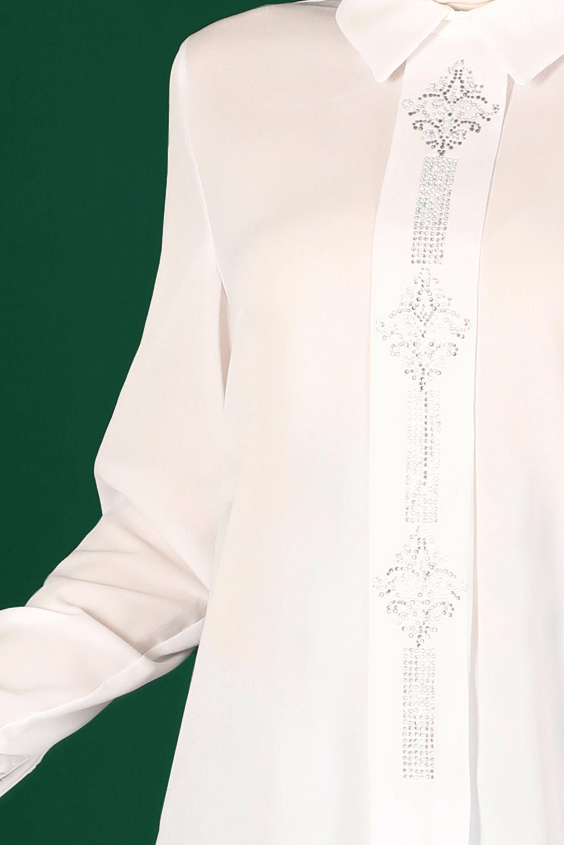 Tesettür giyim BEYAZ TAŞ BASKILI TUNİK 42875 