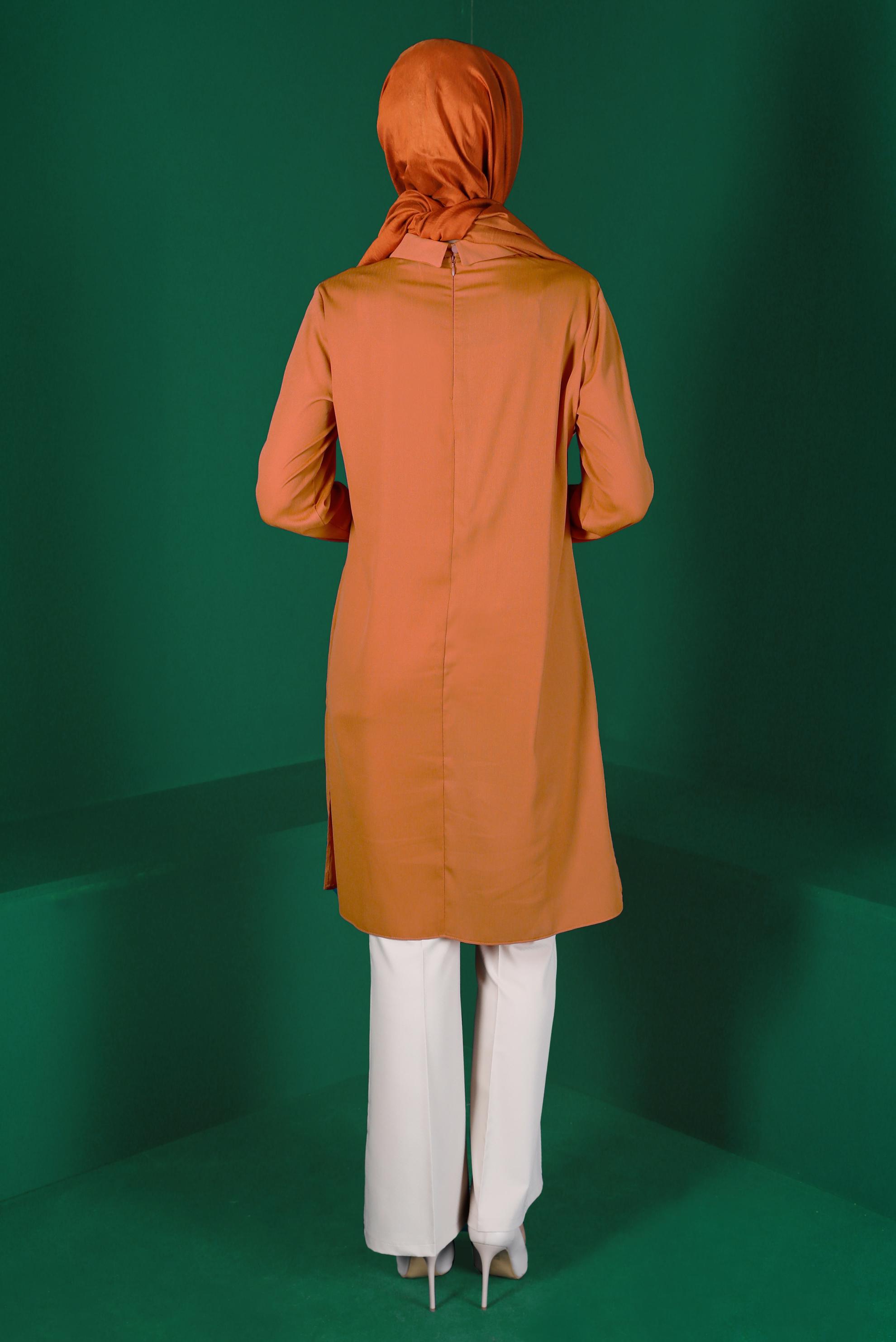 Tesettür giyim SARI TAŞ BASKILI TUNİK 42875 