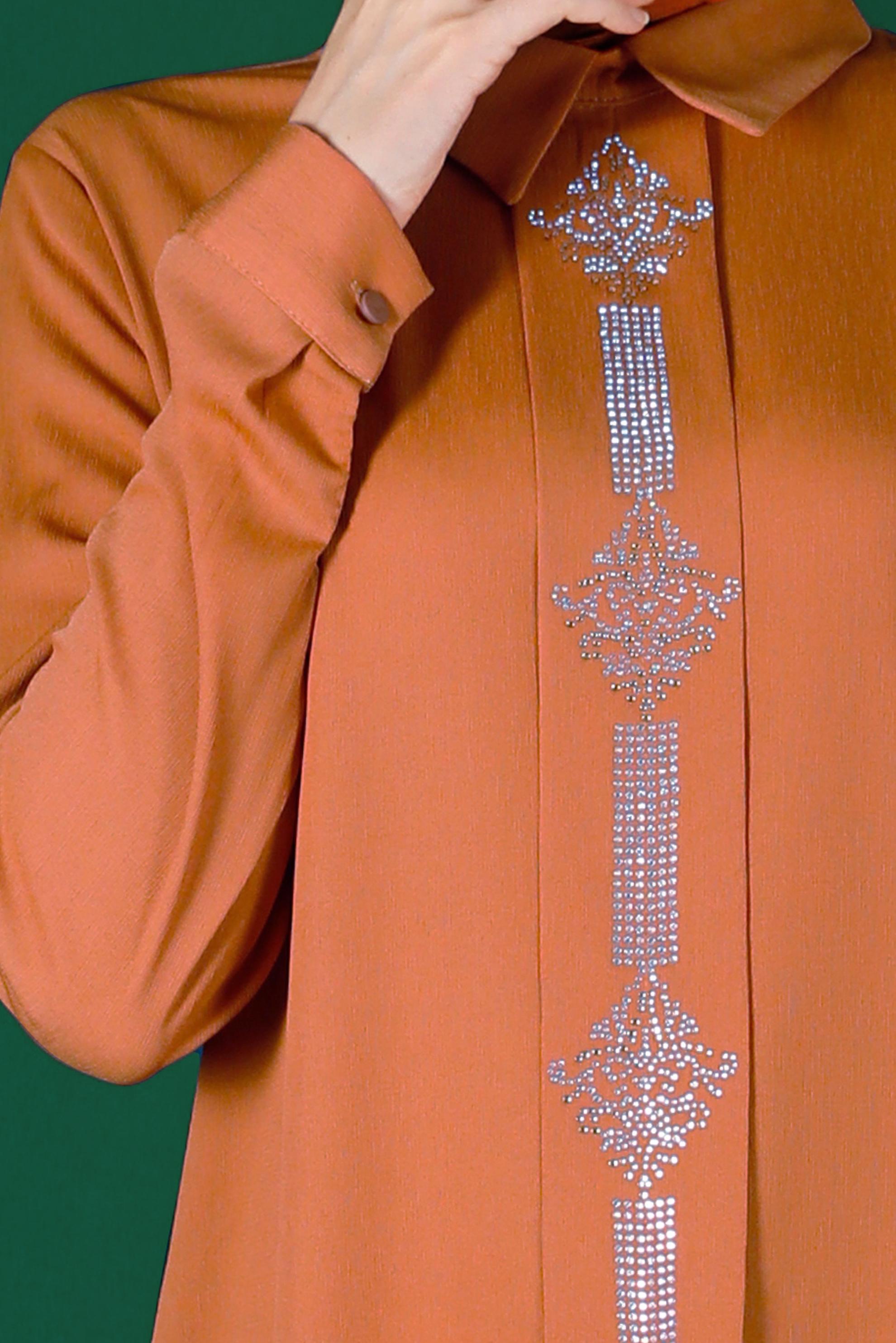 Tesettür giyim SARI TAŞ BASKILI TUNİK 42875 