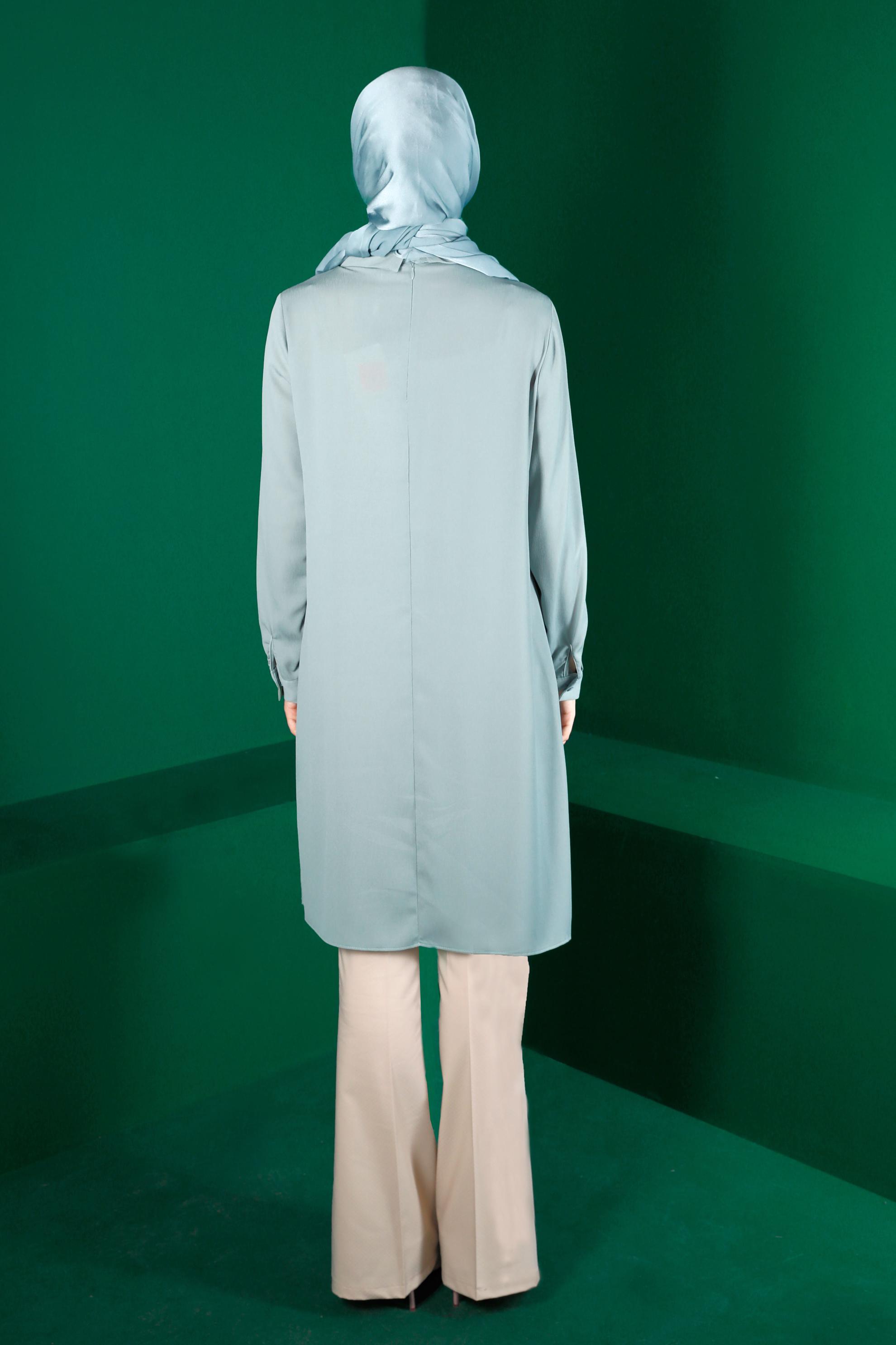 Tesettür giyim YEŞİL TAŞ BASKILI TUNİK 42875 