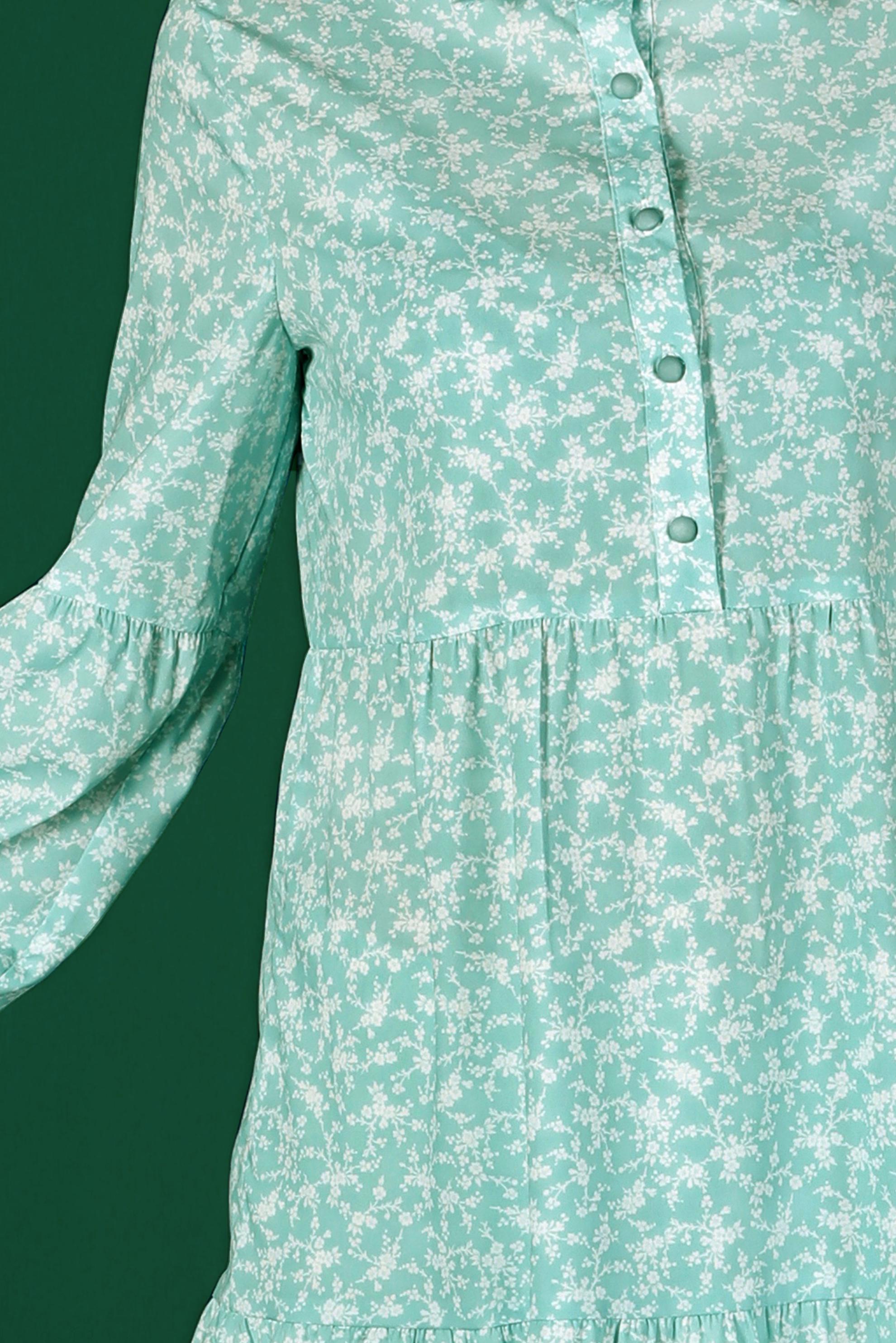 Hijab clothing GREEN FLORAL PATTERN BUTTONED TUNIC 42876 