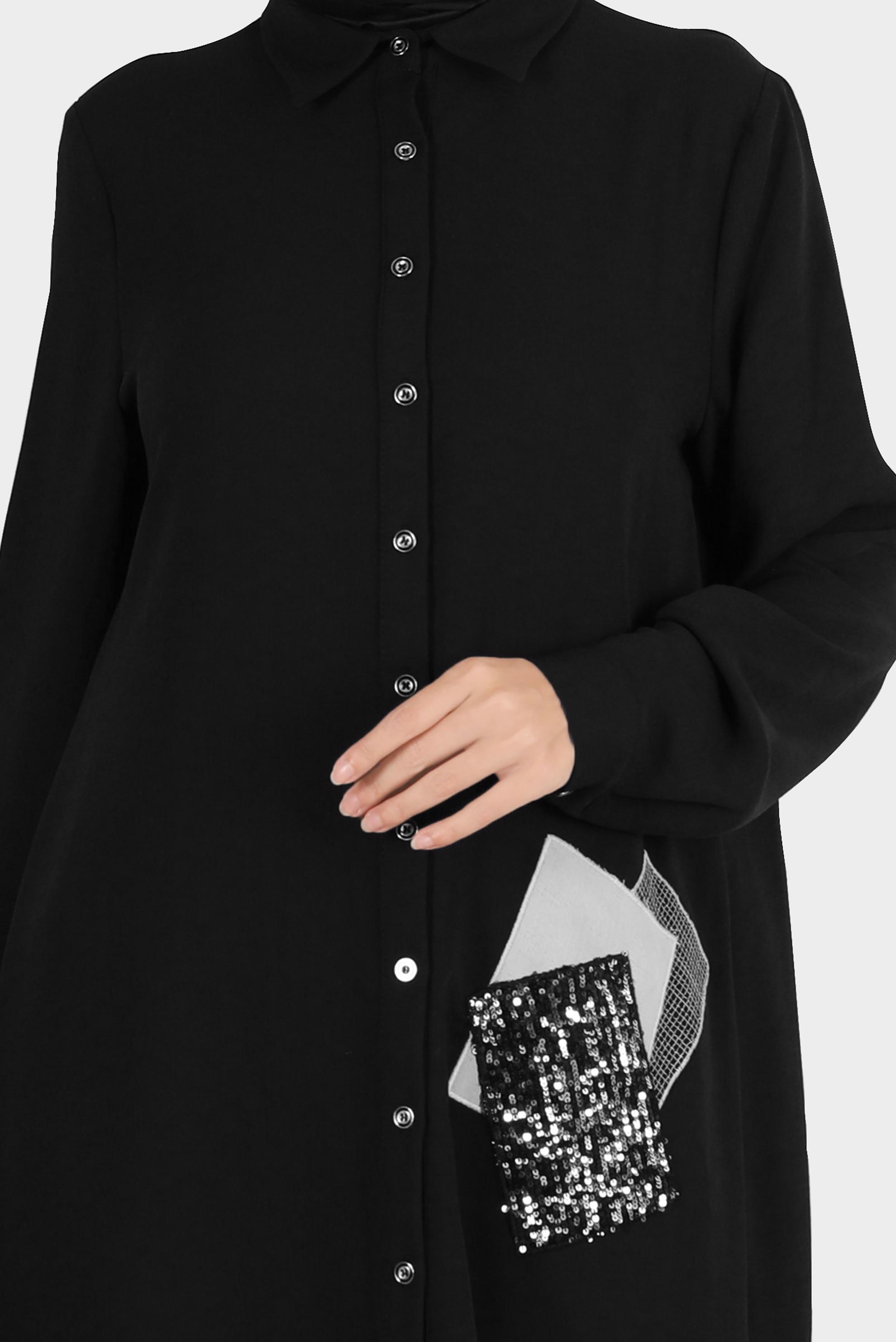 Tesettür giyim SİYAH PULLU NAKIŞLI TUNİK 42879