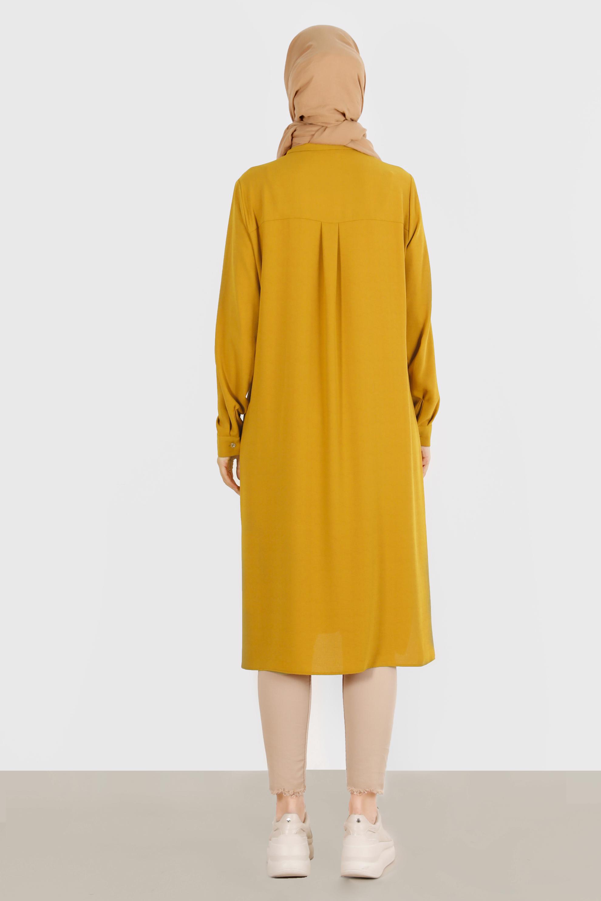 Vêtements hijab JAUNE TUNIQUE BOUTONNÉE BRODÉE DE SEQUINS 42879