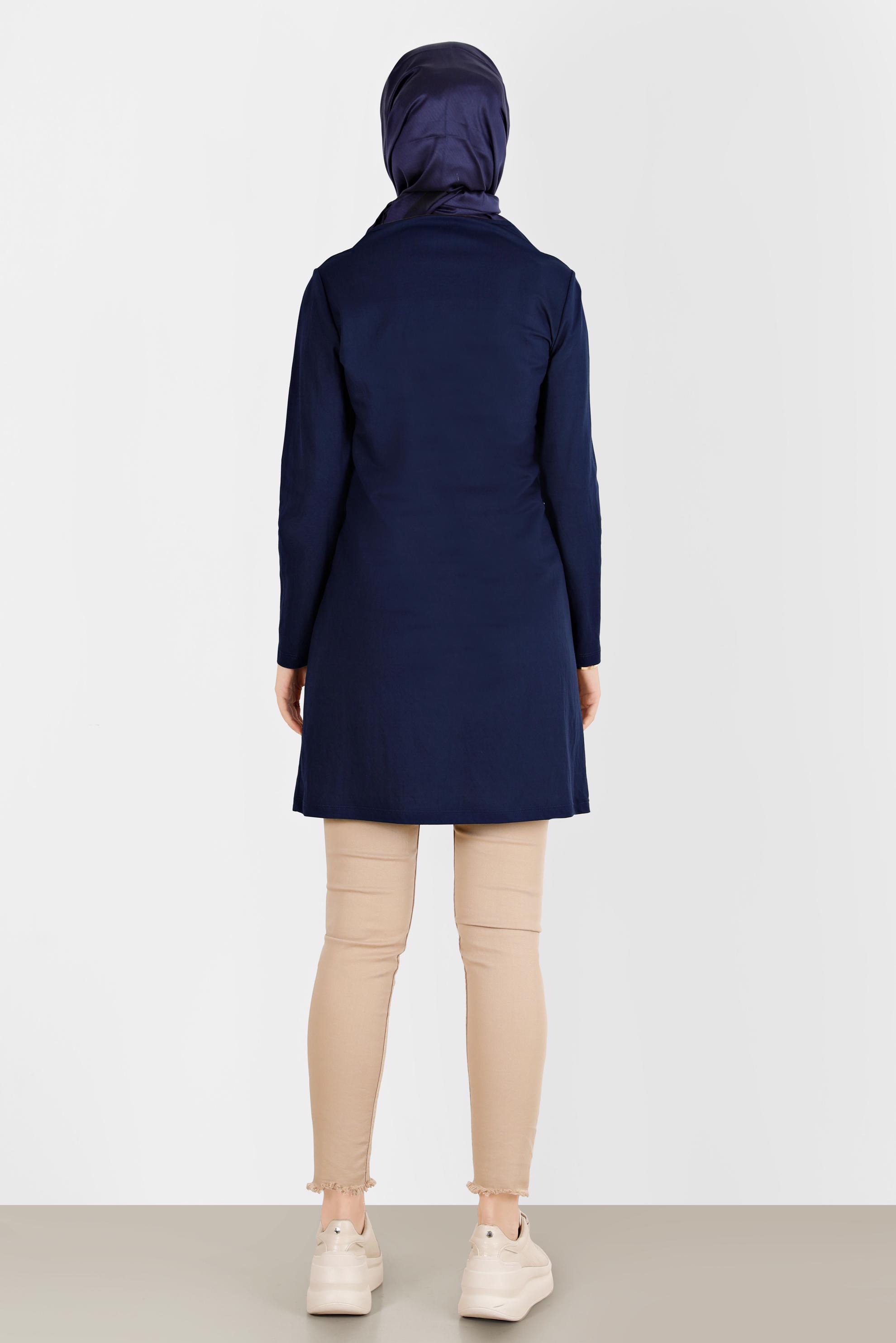 Tesettür giyim LACİVERT BİSİKLET YAKA TESETTÜR TUNİK 42894