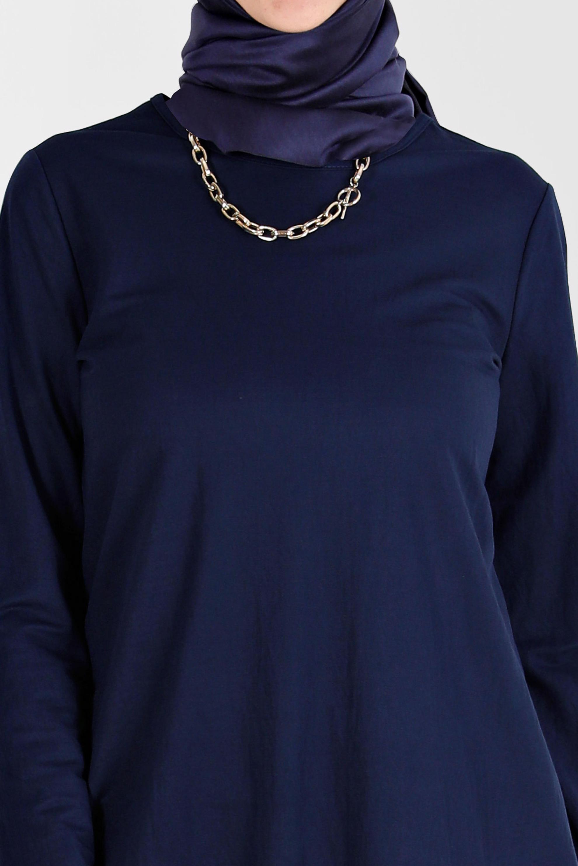 Tesettür giyim LACİVERT BİSİKLET YAKA TESETTÜR TUNİK 42894