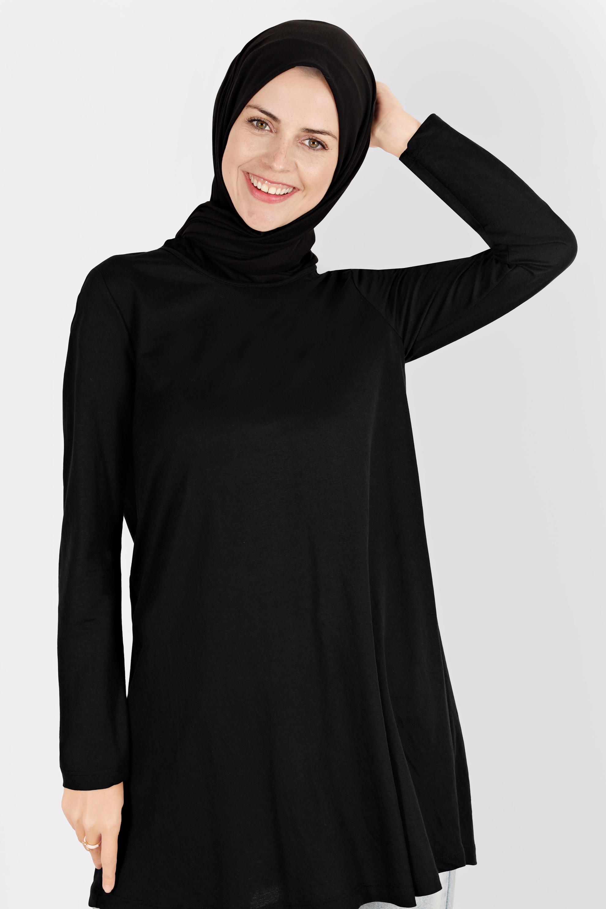 Tesettür giyim SİYAH BASIC VİSKON TUNİK 42895 