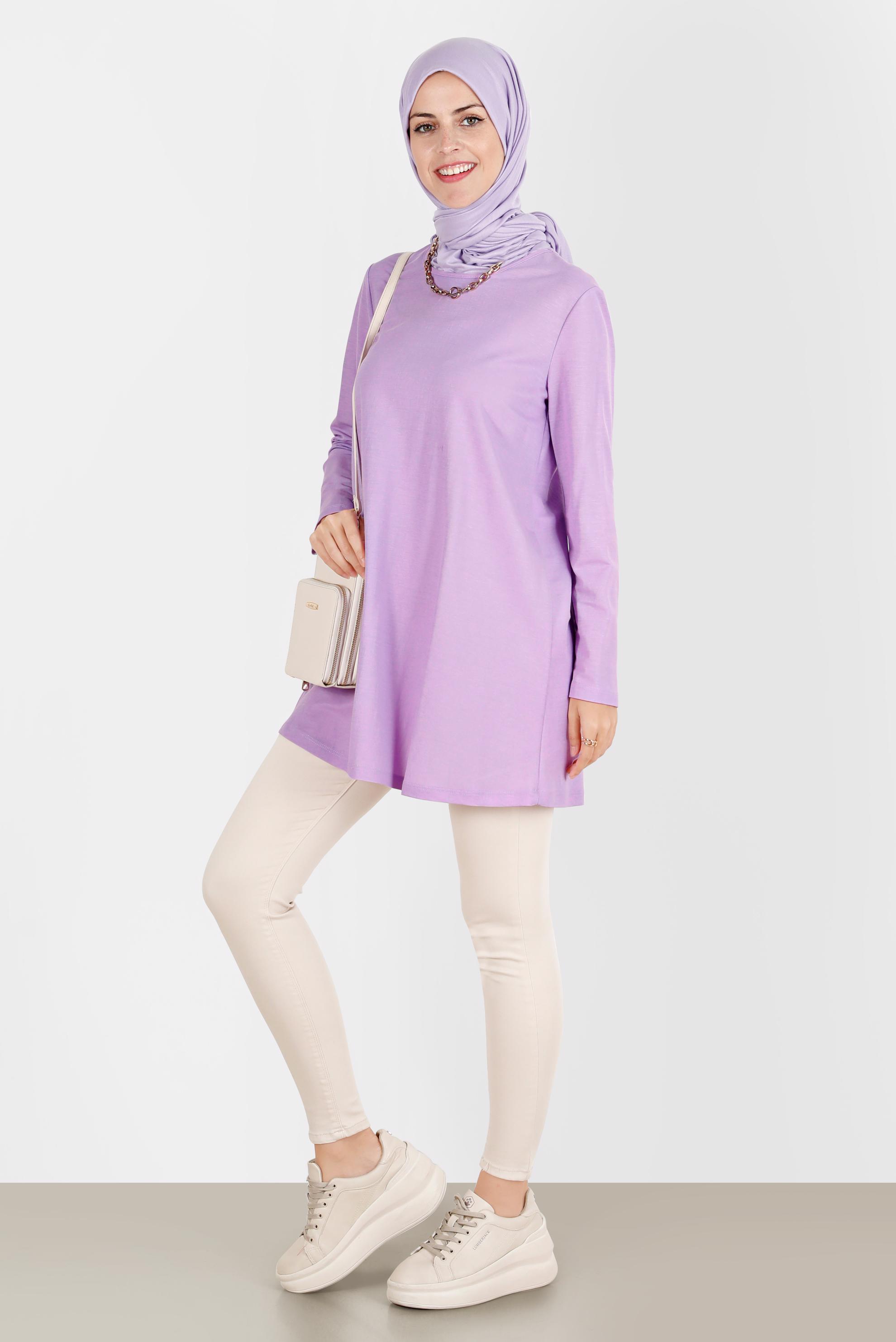 Tesettür giyim MOR BASIC VİSKON TUNİK 42895 