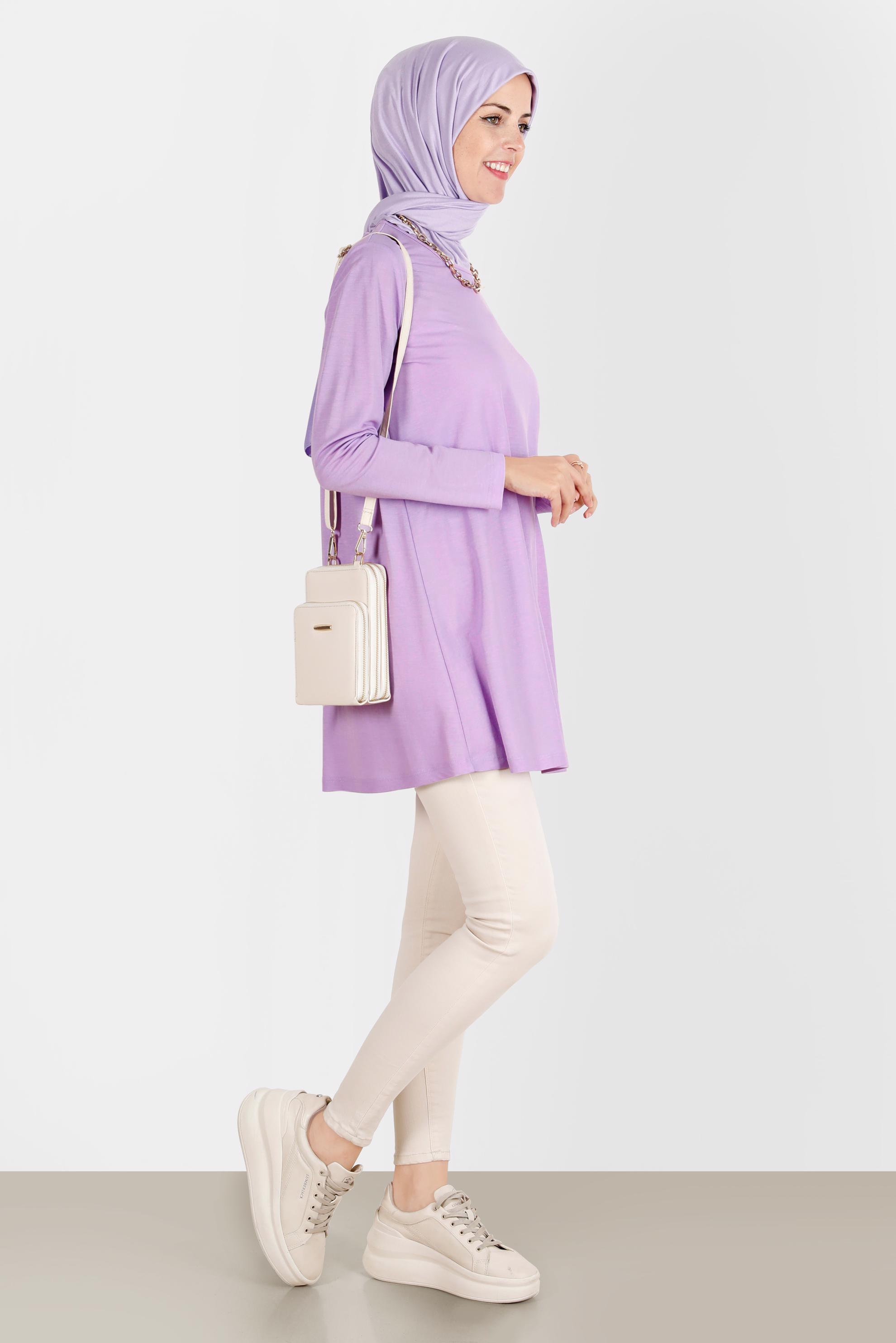 Tesettür giyim MOR BASIC VİSKON TUNİK 42895 