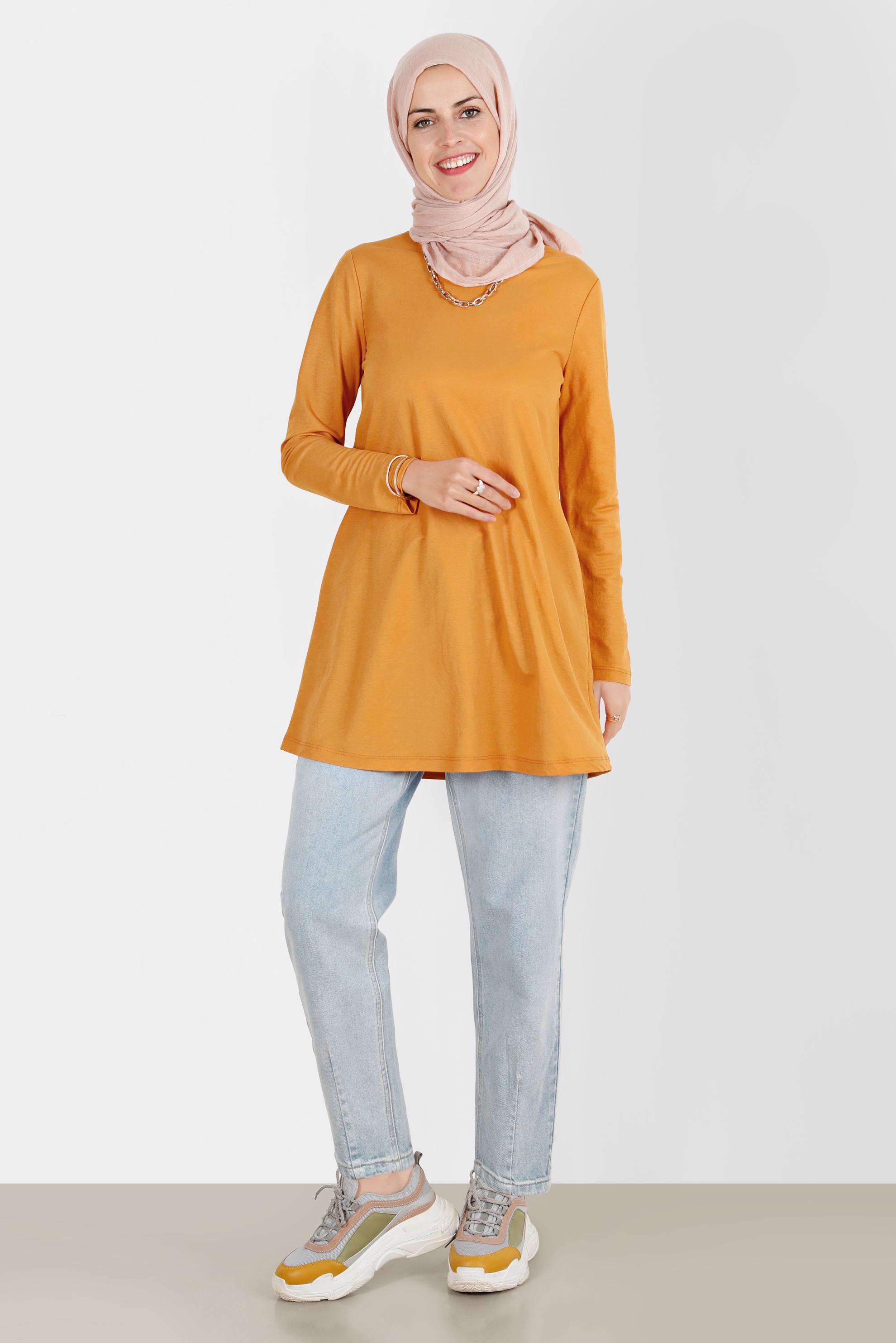 Tesettür giyim SARI BASIC VİSKON TUNİK 42895 