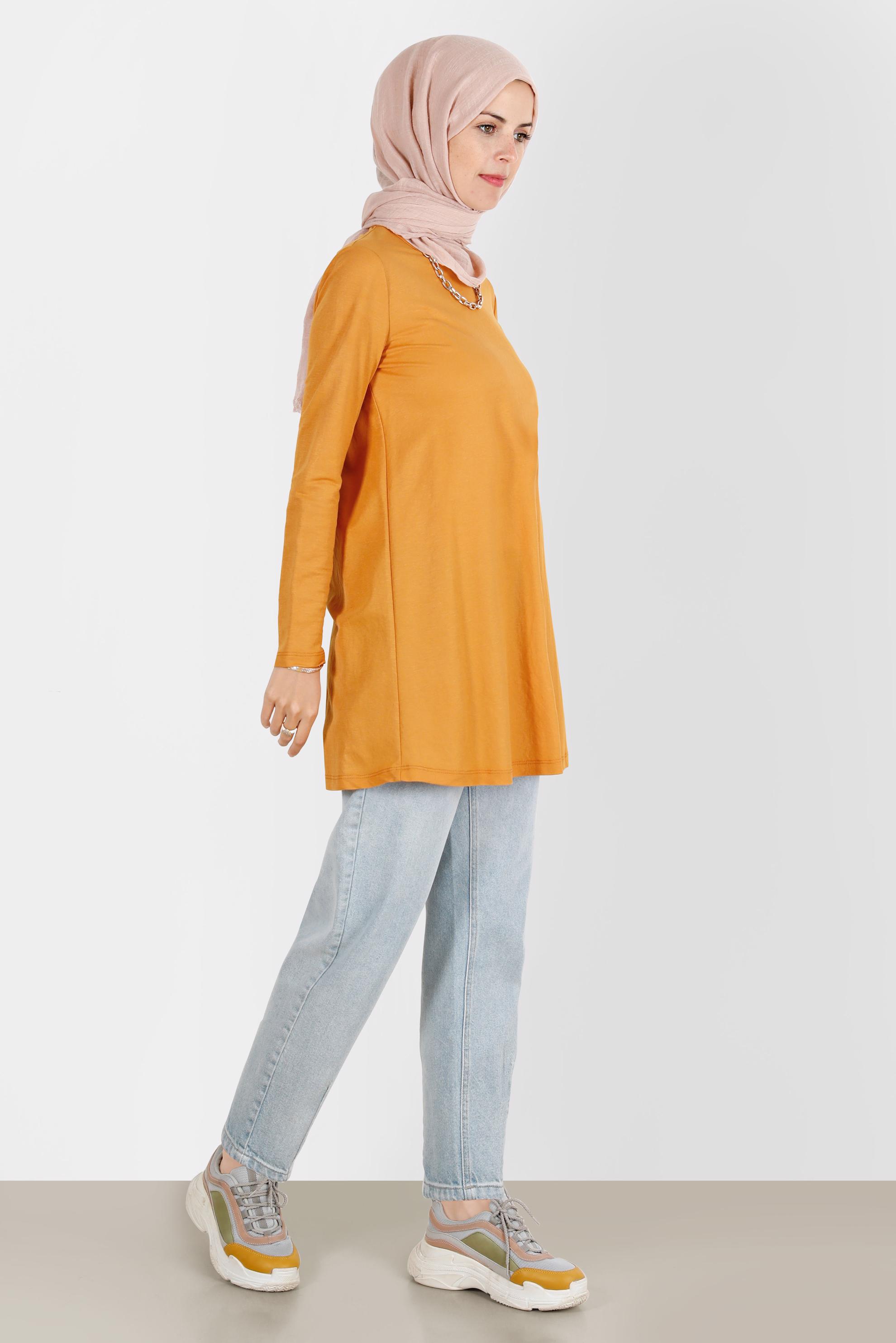 Tesettür giyim SARI BASIC VİSKON TUNİK 42895 