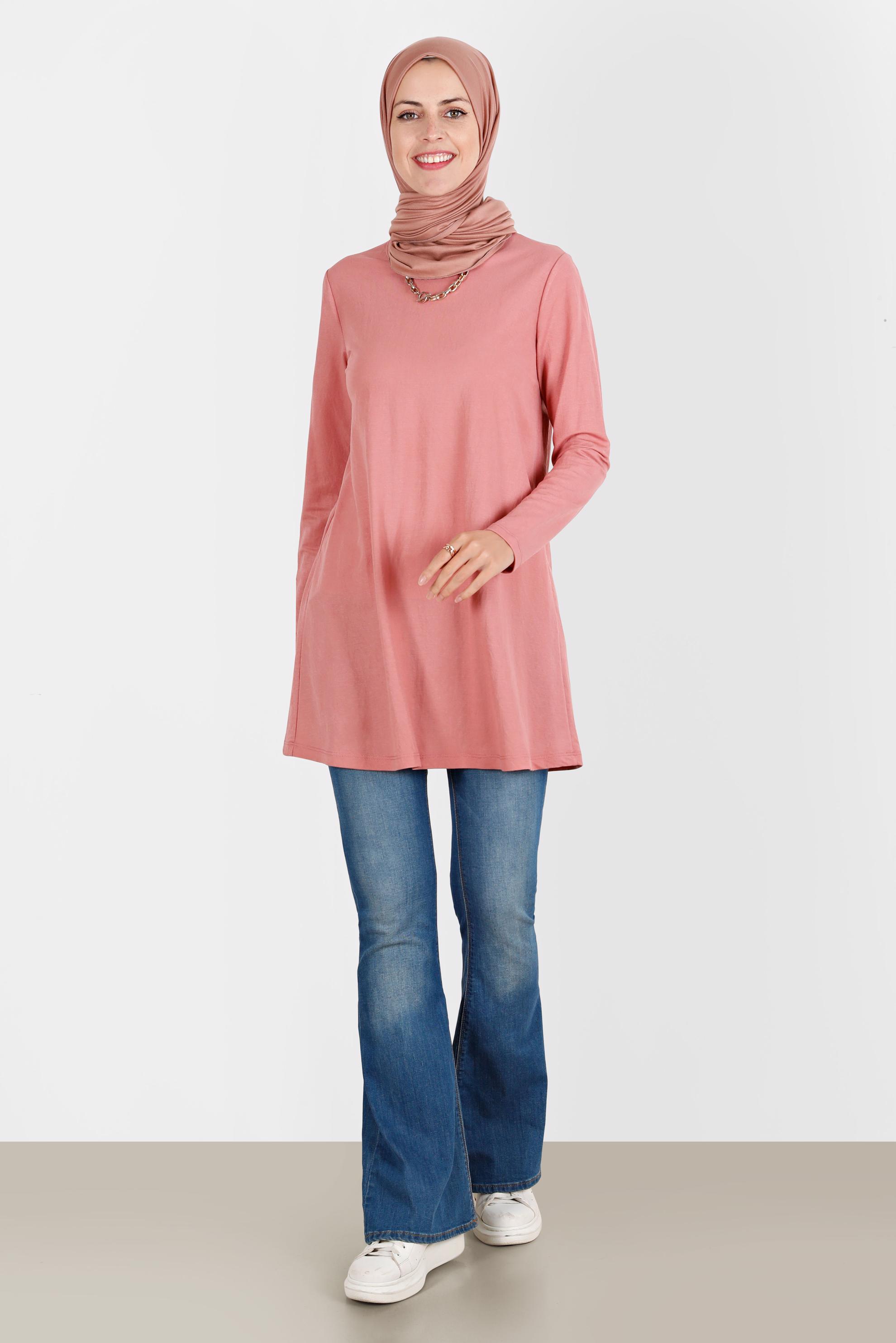 Tesettür giyim PUDRA BASIC VİSKON TUNİK 42895 