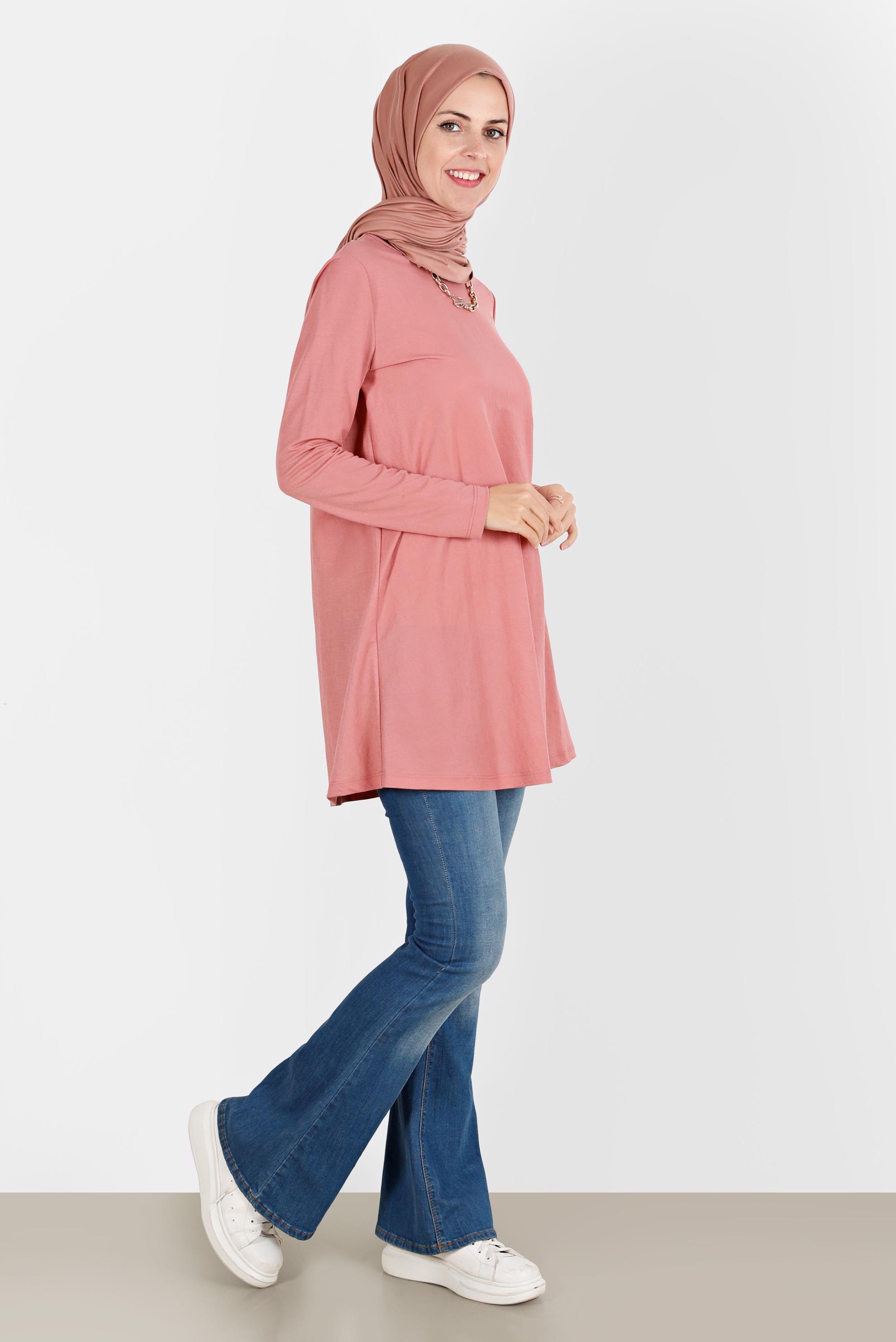 Tesettür giyim PUDRA BASIC VİSKON TUNİK 42895 