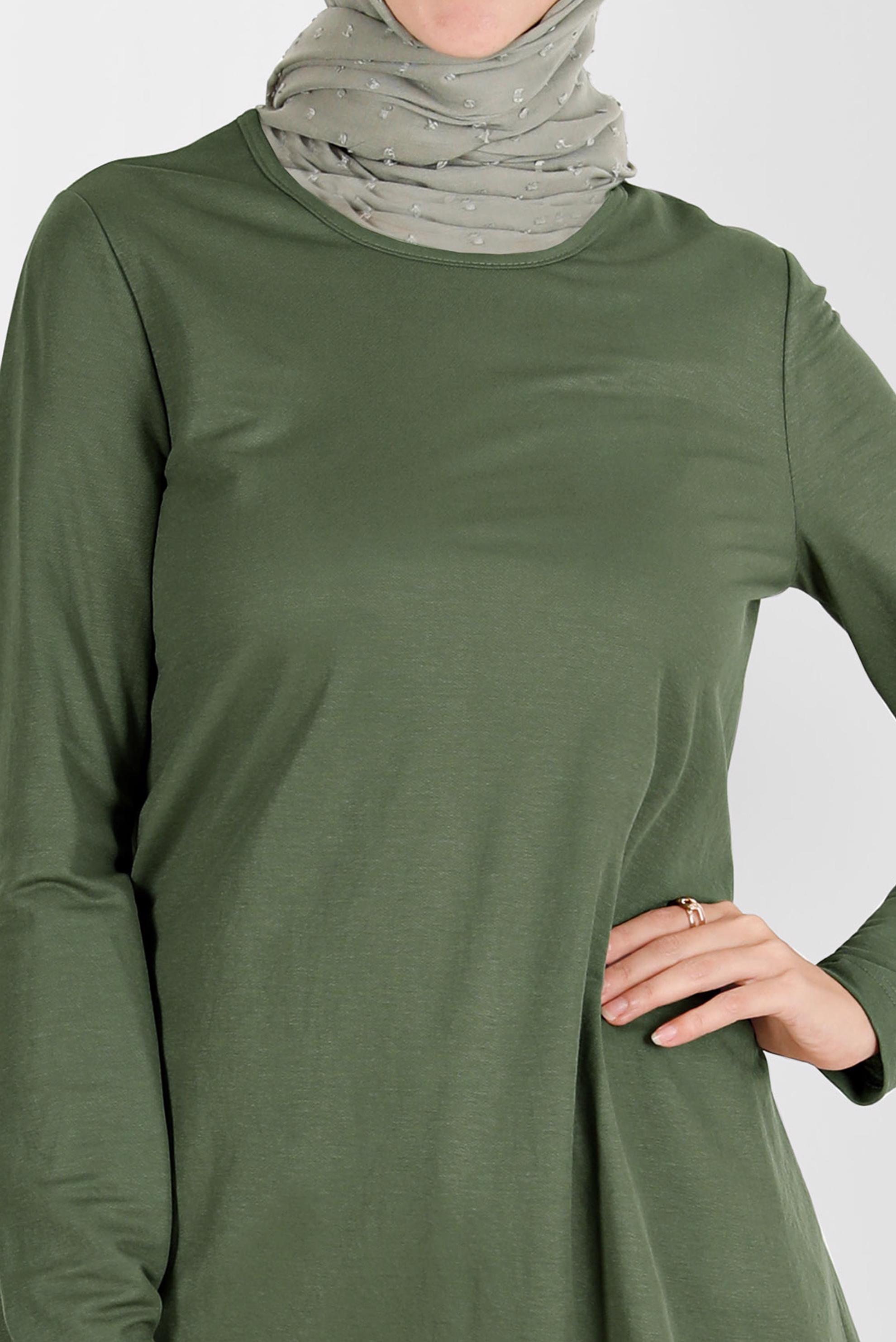 Tesettür giyim HAKİ BASIC VİSKON TUNİK 42895 