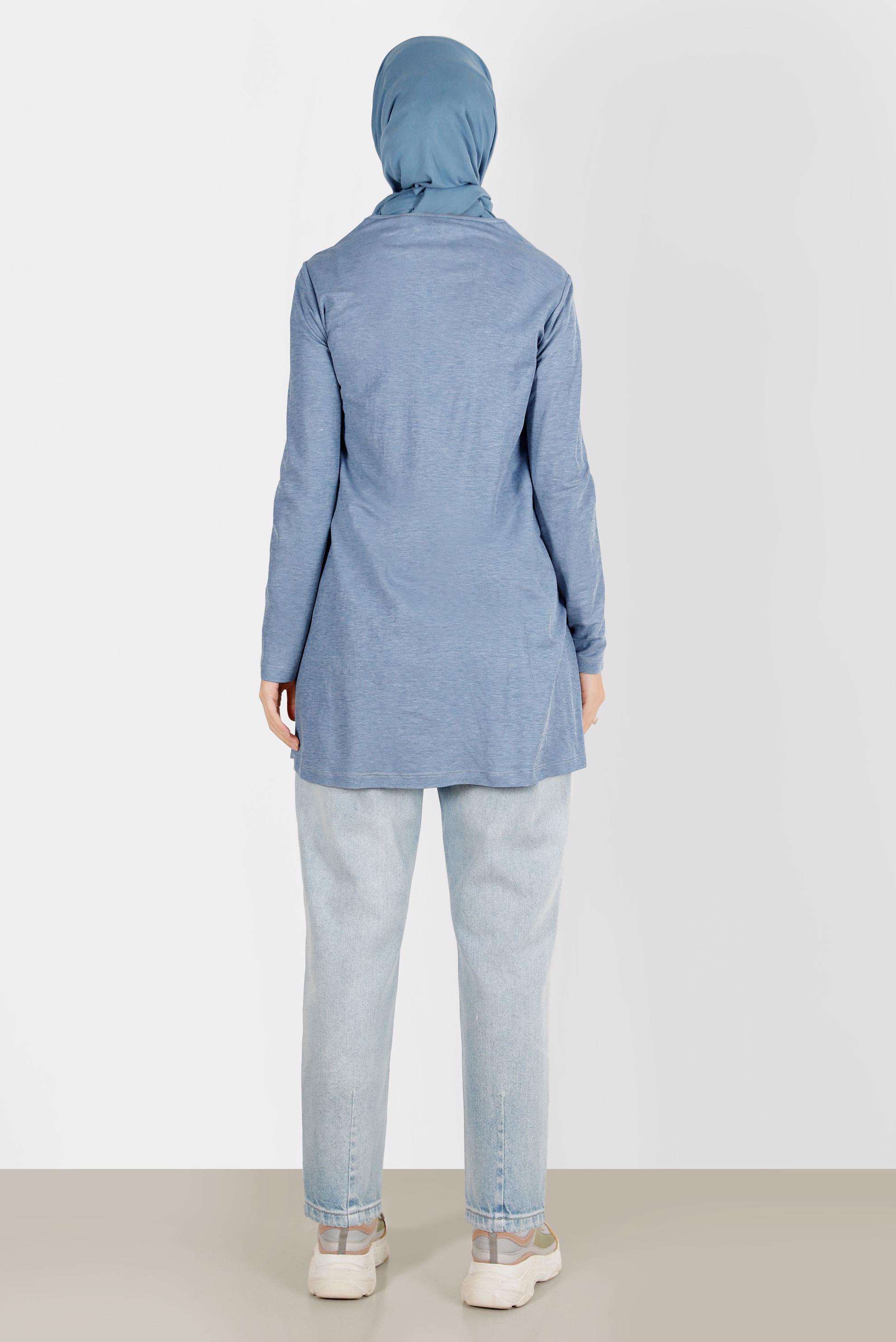 Tesettür giyim MAVİ BASIC VİSKON TUNİK 42895 