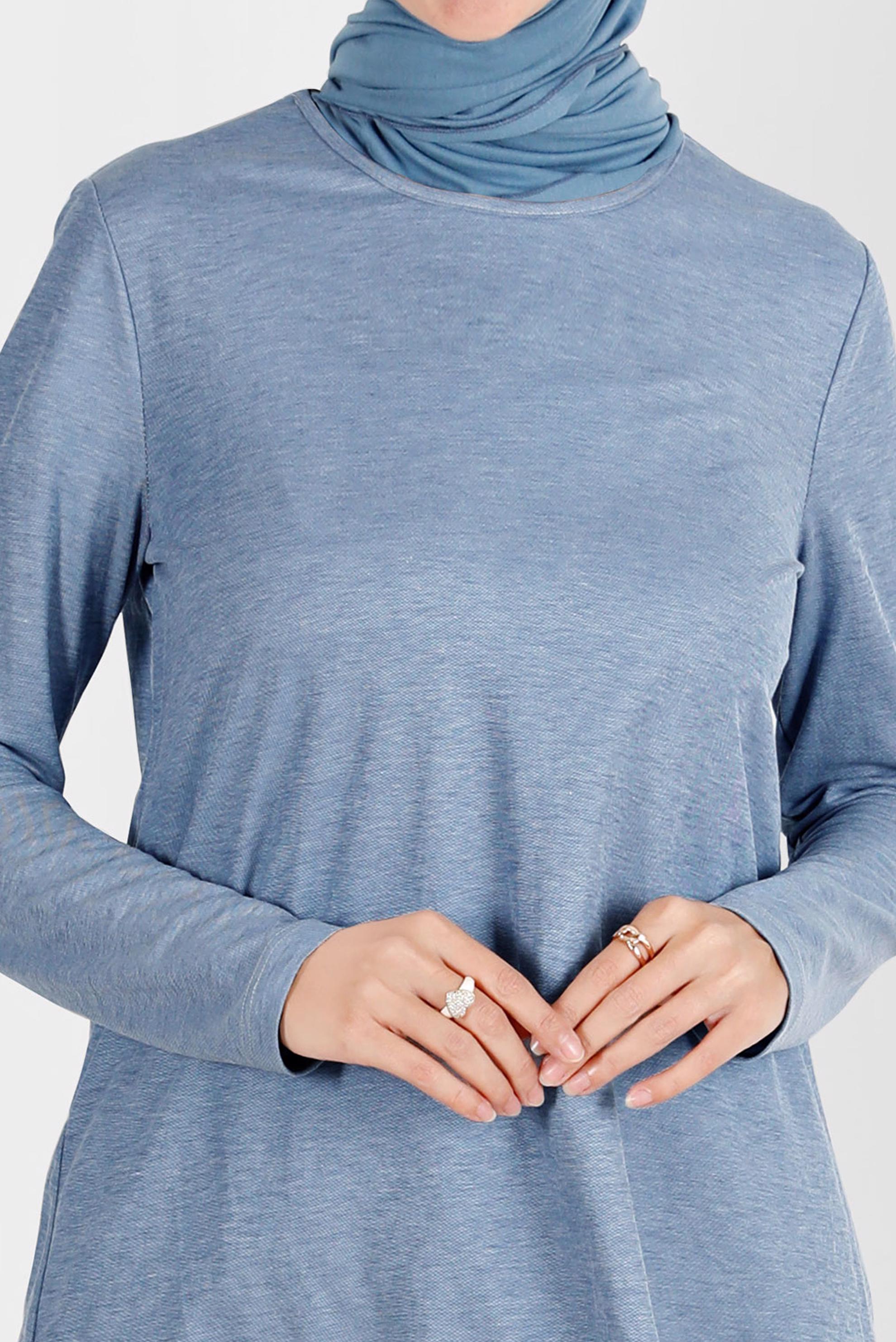 Tesettür giyim MAVİ BASIC VİSKON TUNİK 42895 