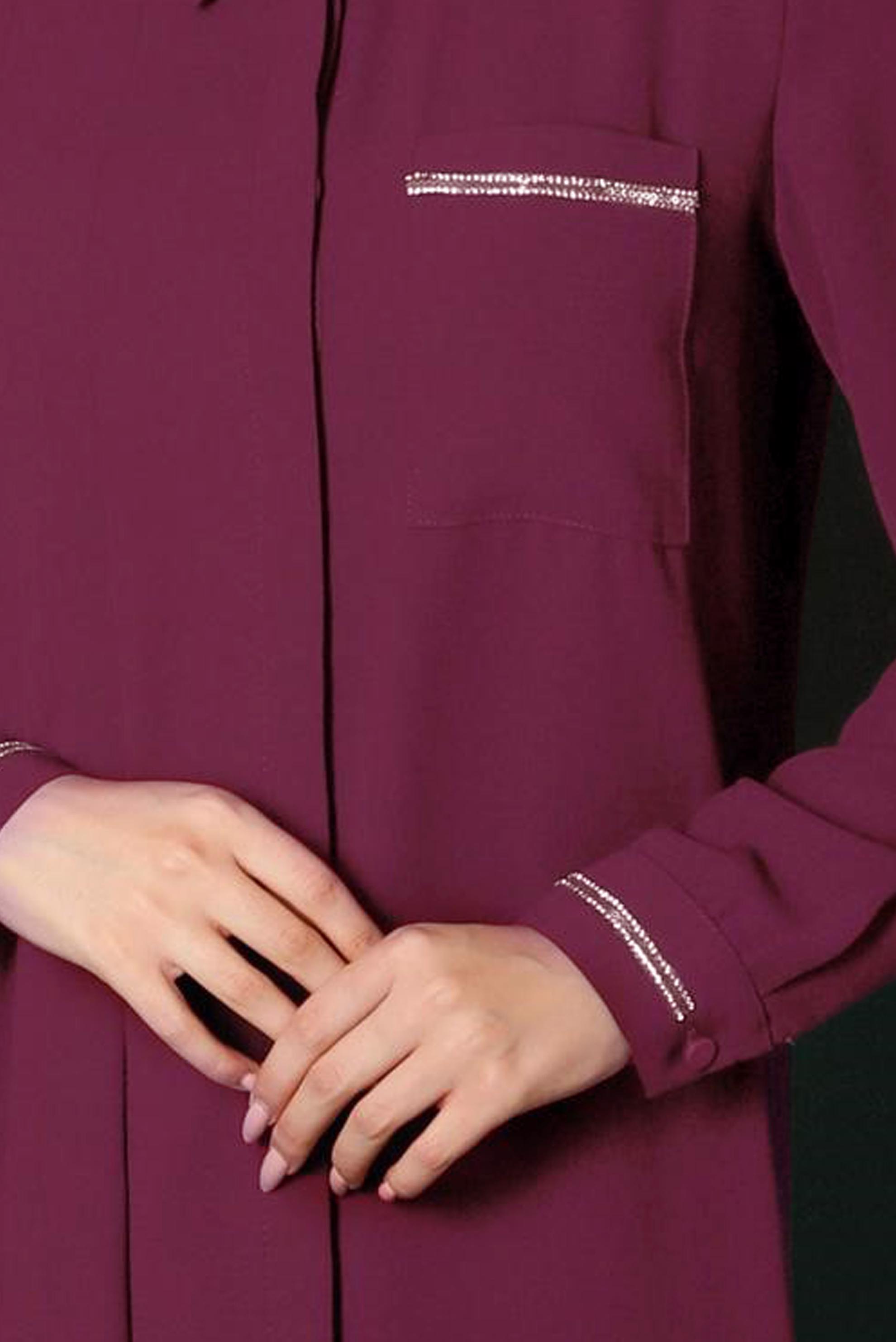 Tesettür giyim MOR CEP DETAYLI TUNİK 42901 