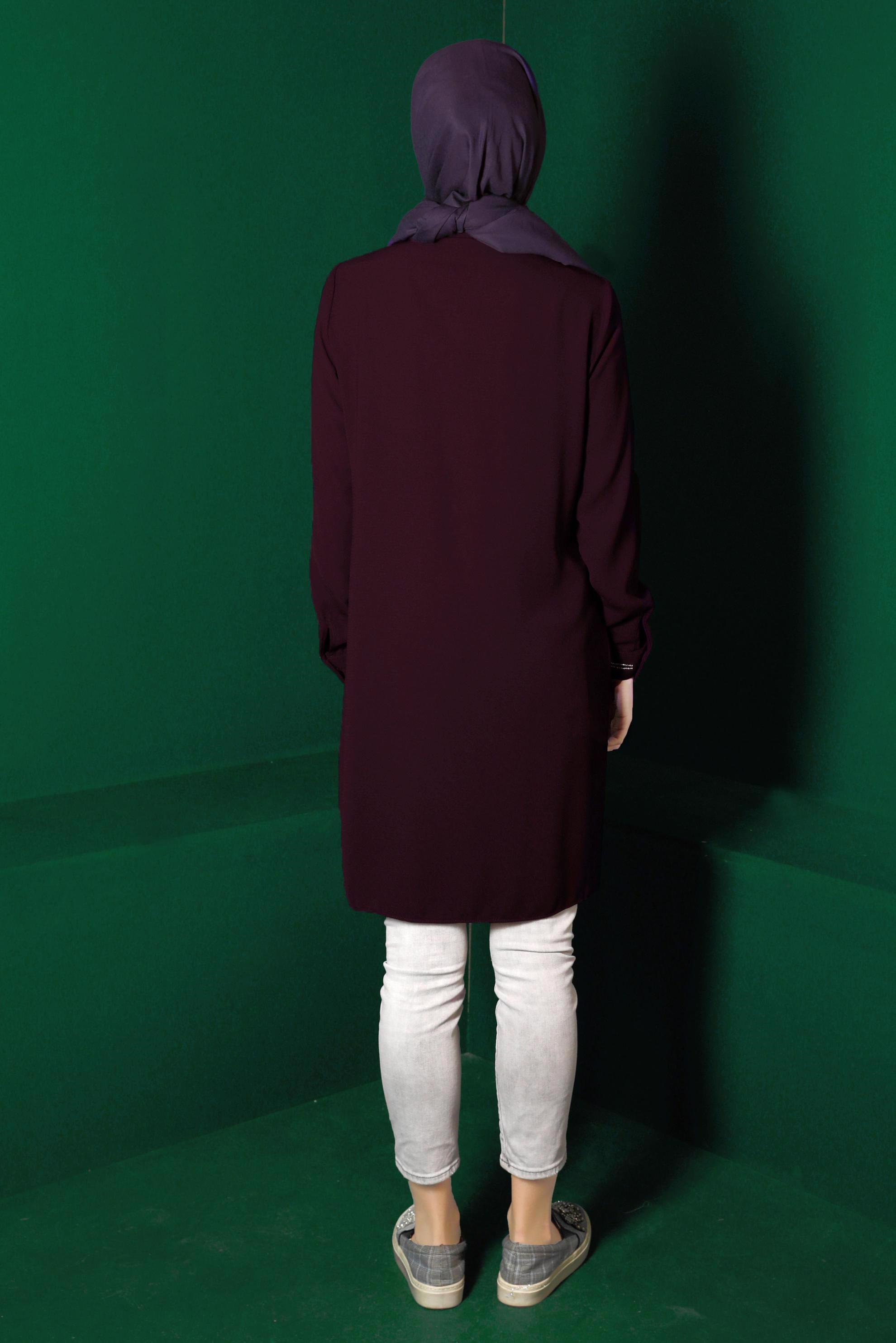 Tesettür giyim MOR CEP DETAYLI TUNİK 42901 