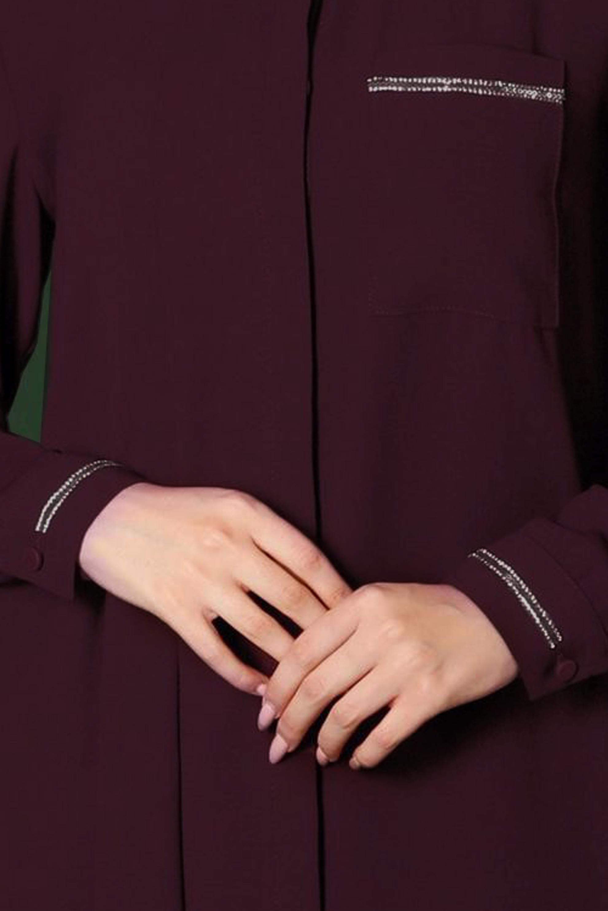 Tesettür giyim MOR CEP DETAYLI TUNİK 42901 