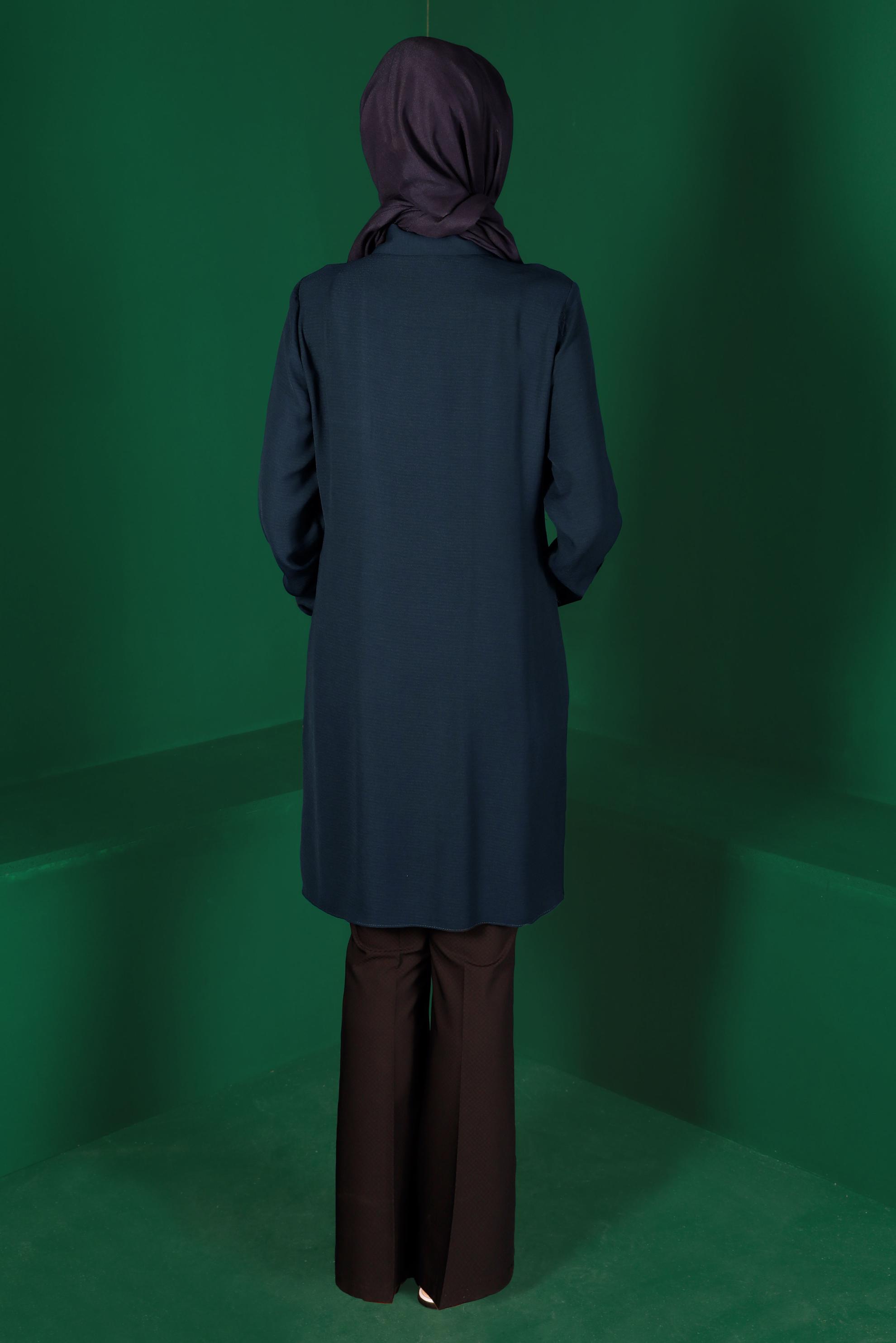 Tesettür giyim LACİVERT CEP DETAYLI TUNİK 42901 