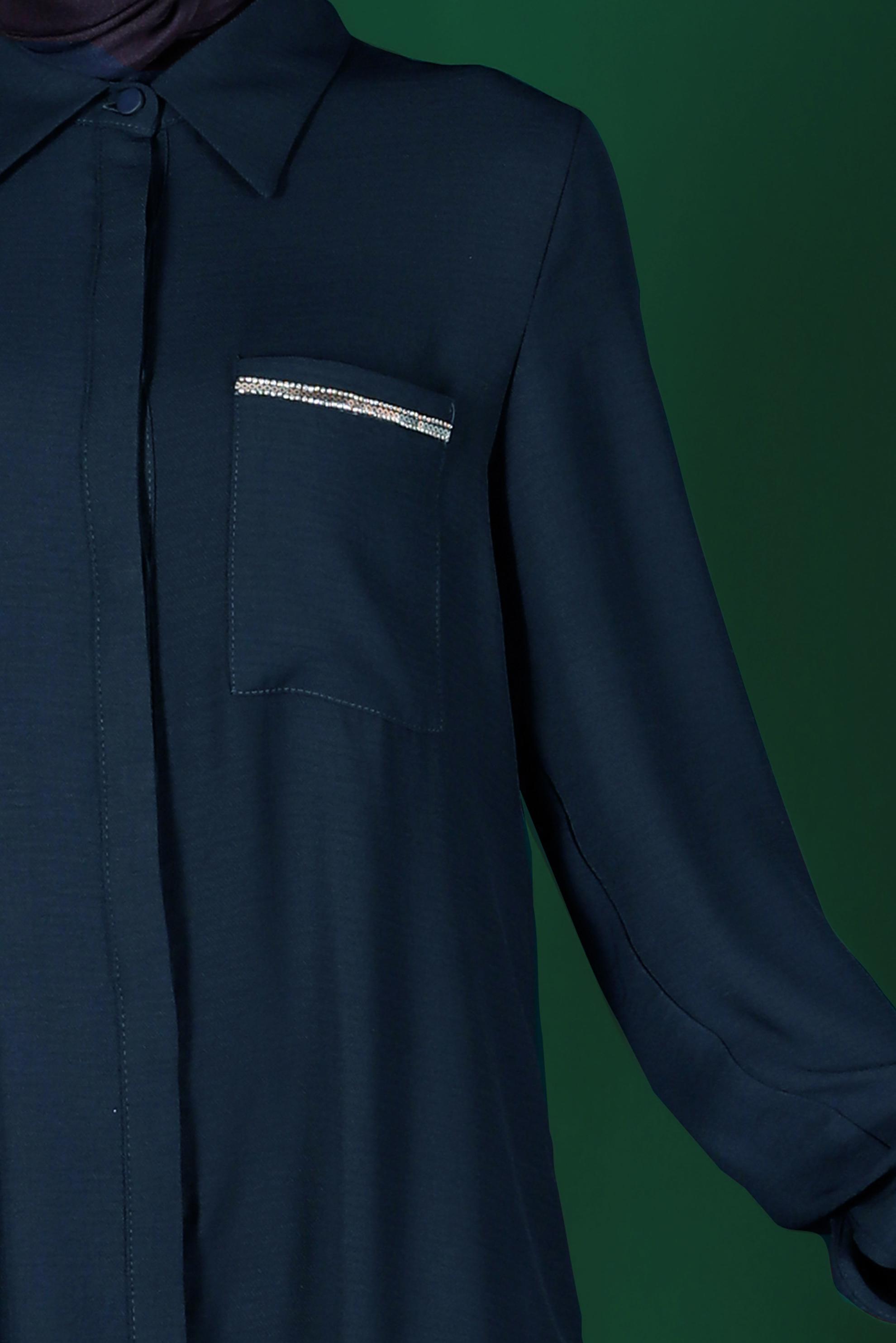 Tesettür giyim LACİVERT CEP DETAYLI TUNİK 42901 