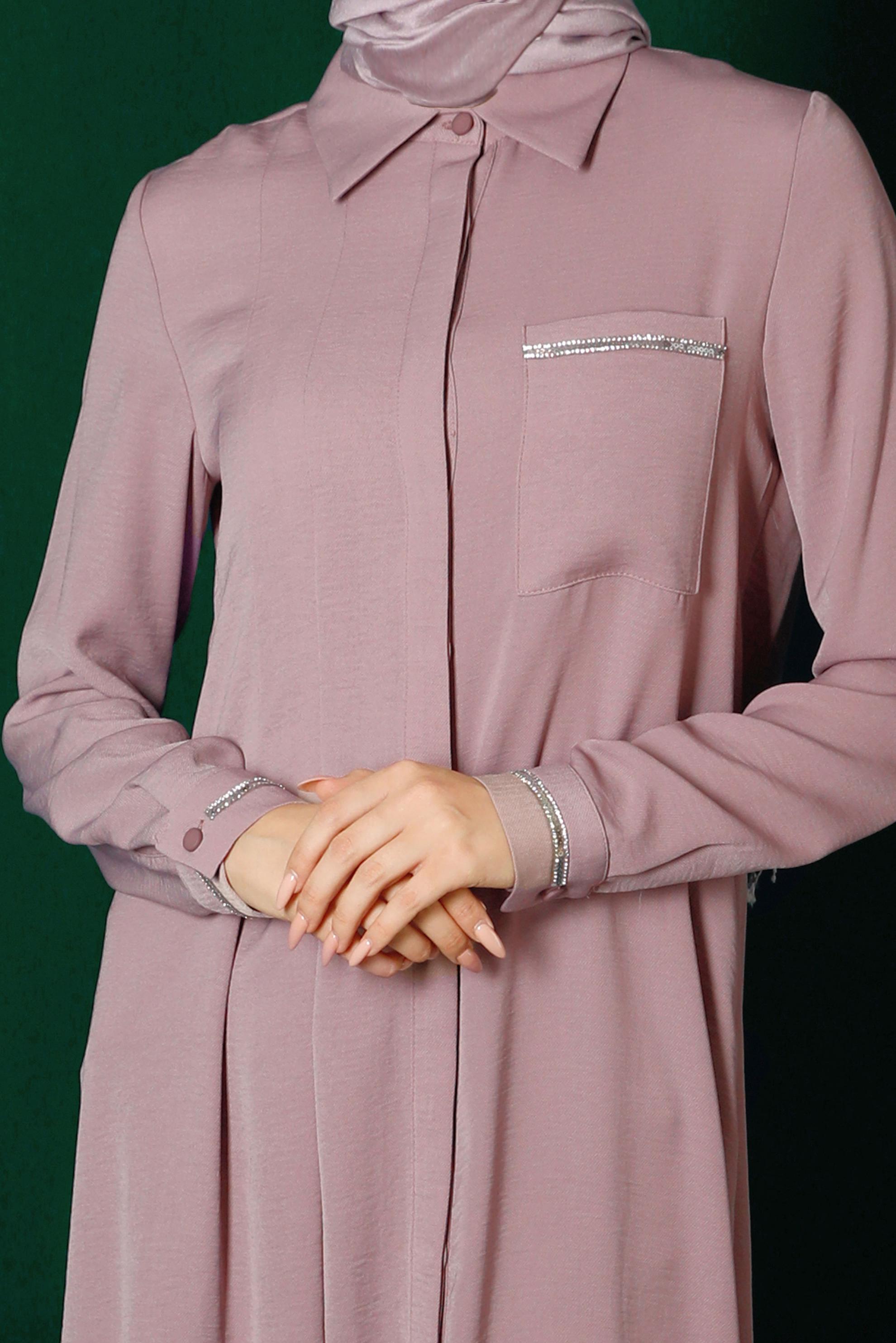 Tesettür giyim MÜRDÜM CEP DETAYLI TUNİK 42901 