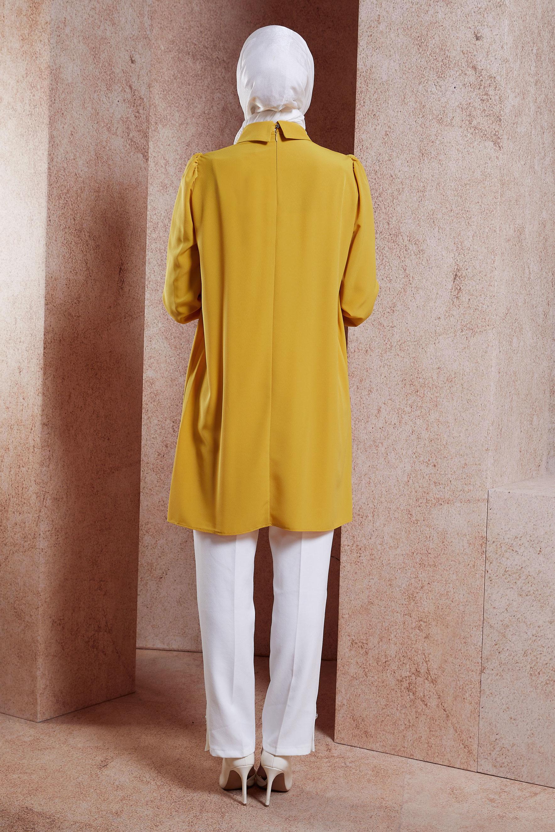 Tesettür giyim SARI TAŞ DETAYLI TESETTÜR TUNİK 42902