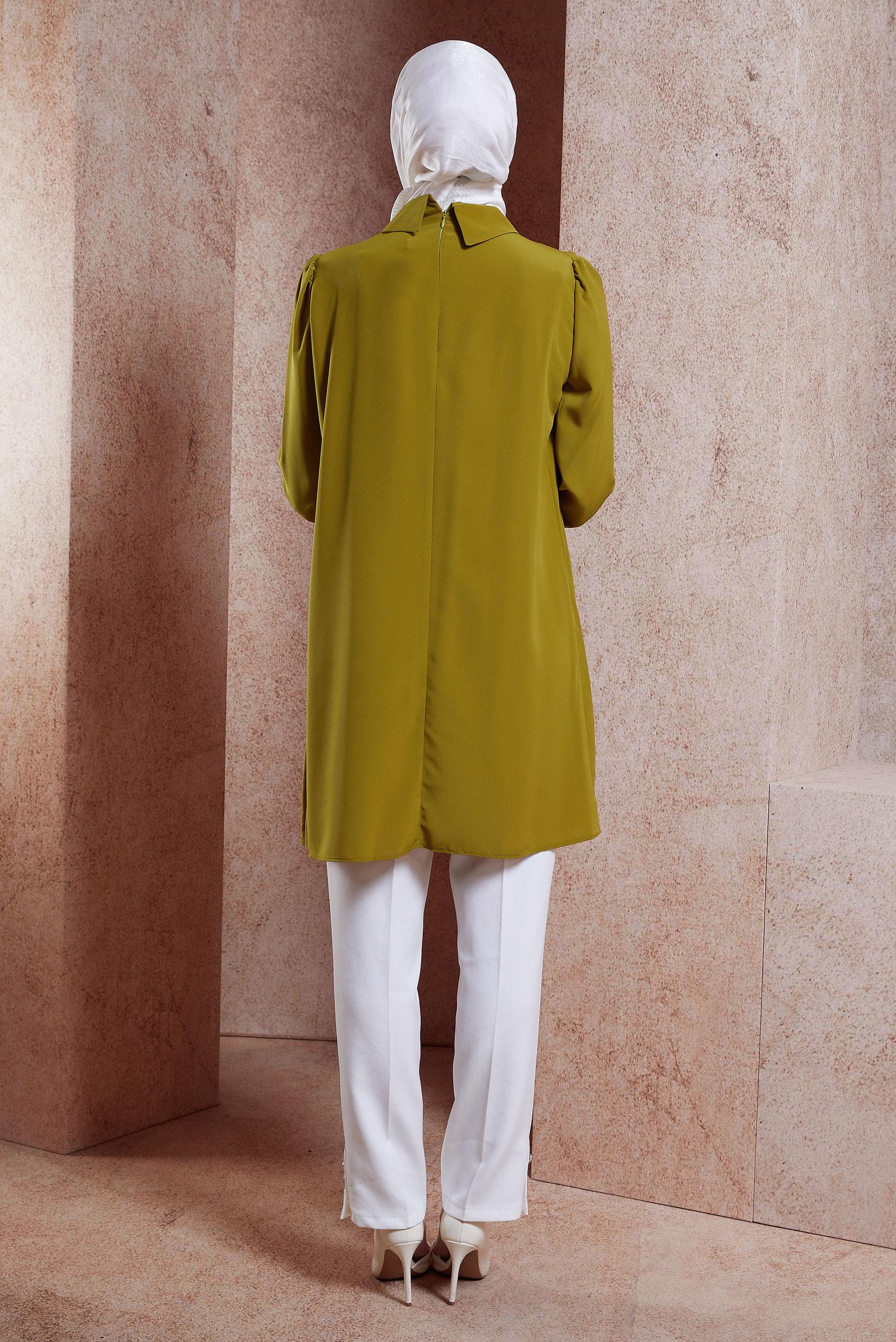 Tesettür giyim YEŞİL TAŞ DETAYLI TESETTÜR TUNİK 42902