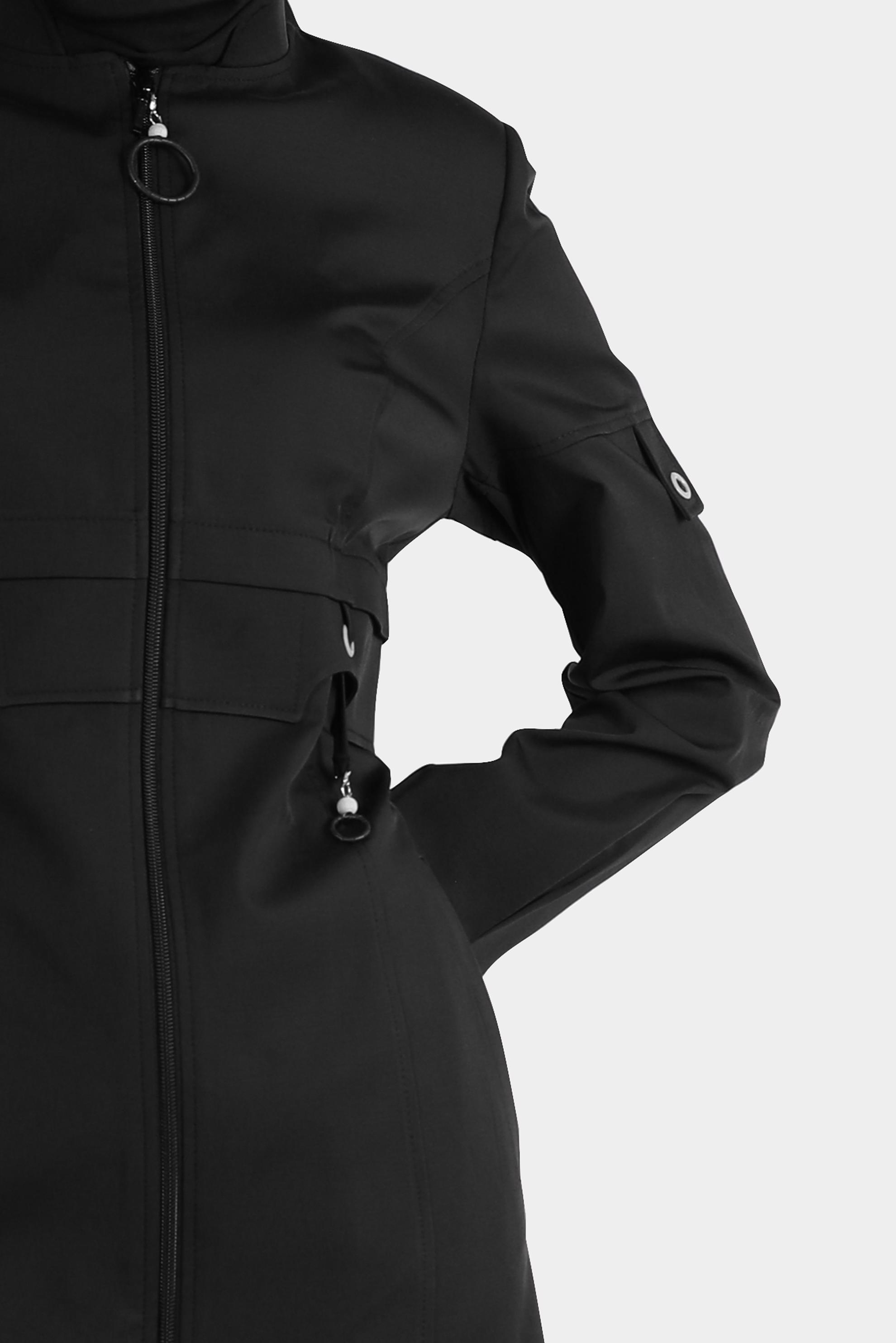 Tesettür giyim SİYAH KUŞGÖZÜ DETAYLI FERMUARLI TRENÇKOT 10561 