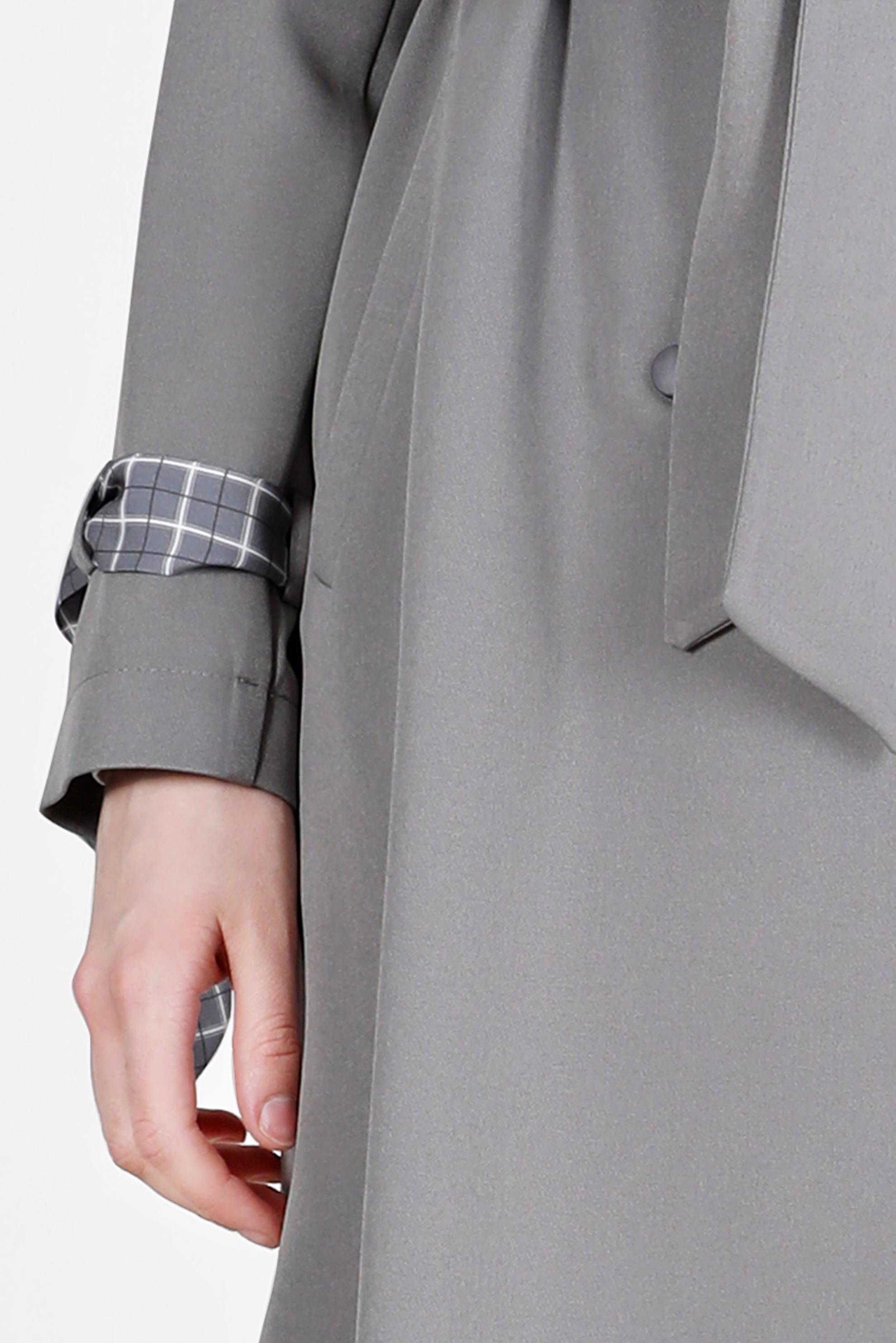 Hijab clothing GREY CLASSIC TRENCH COAT WITH FOULARD DETAIL CUFFS 10563 