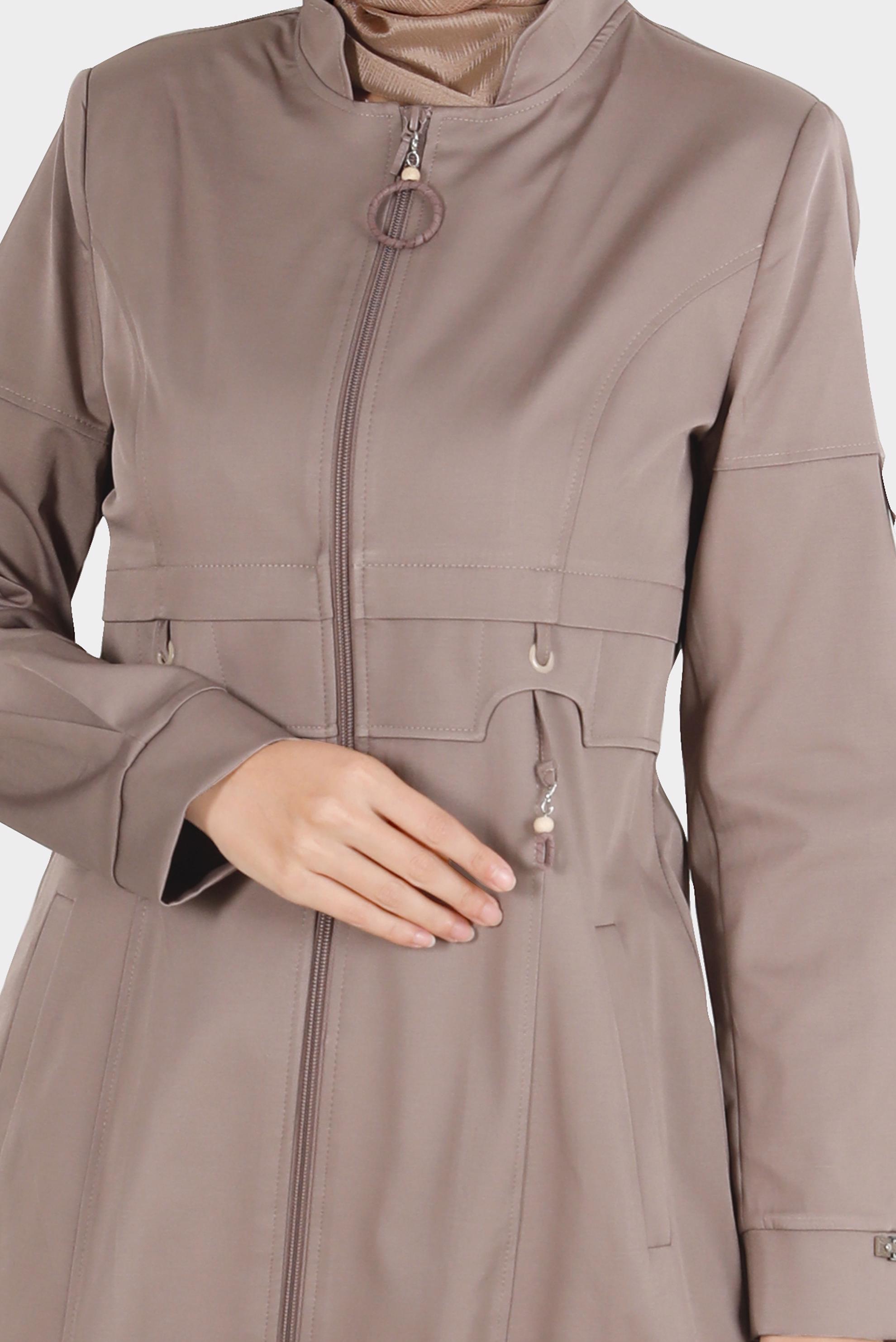 Hijab clothing MINK ZIPPERED MANDARIN COLLAR TRENCH COAT 10564 
