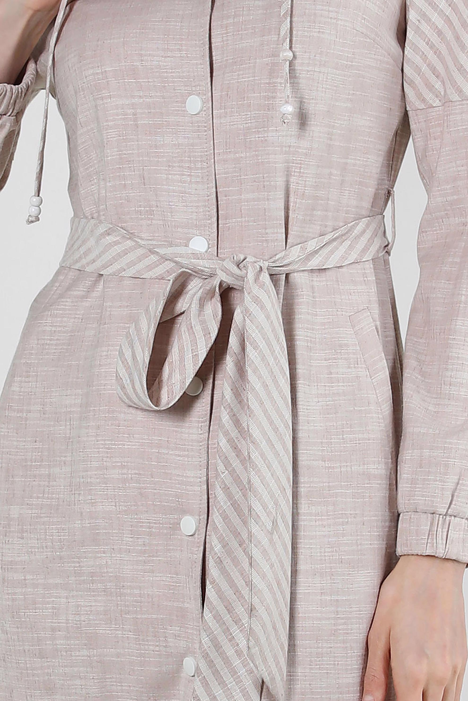 Hijab clothing BROWN  STRIPE DETAIL HOODED TRENCH COAT 10584