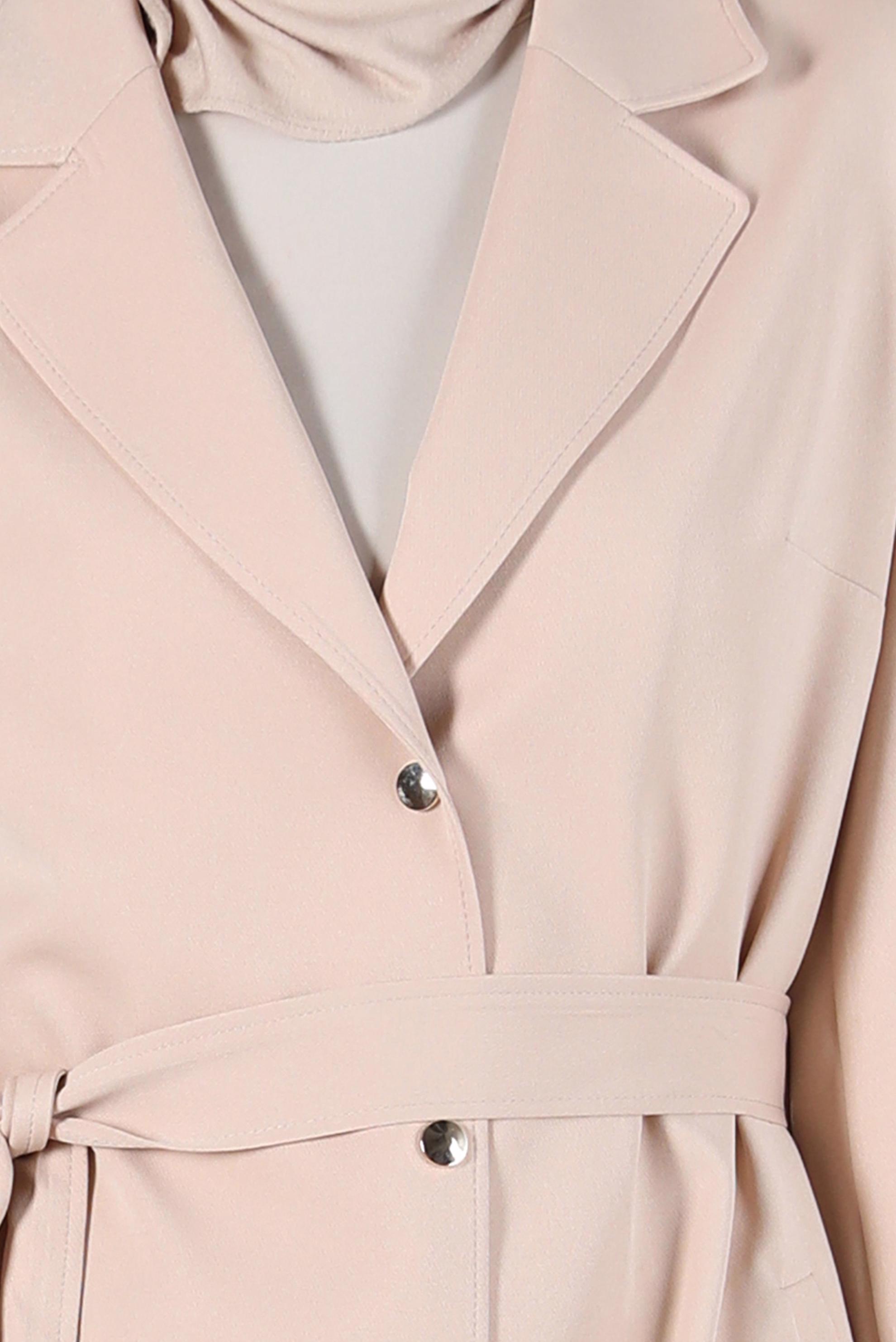 Tesettür giyim BEJ ÇITÇIT DETAYLI TRENÇKOT 10592	