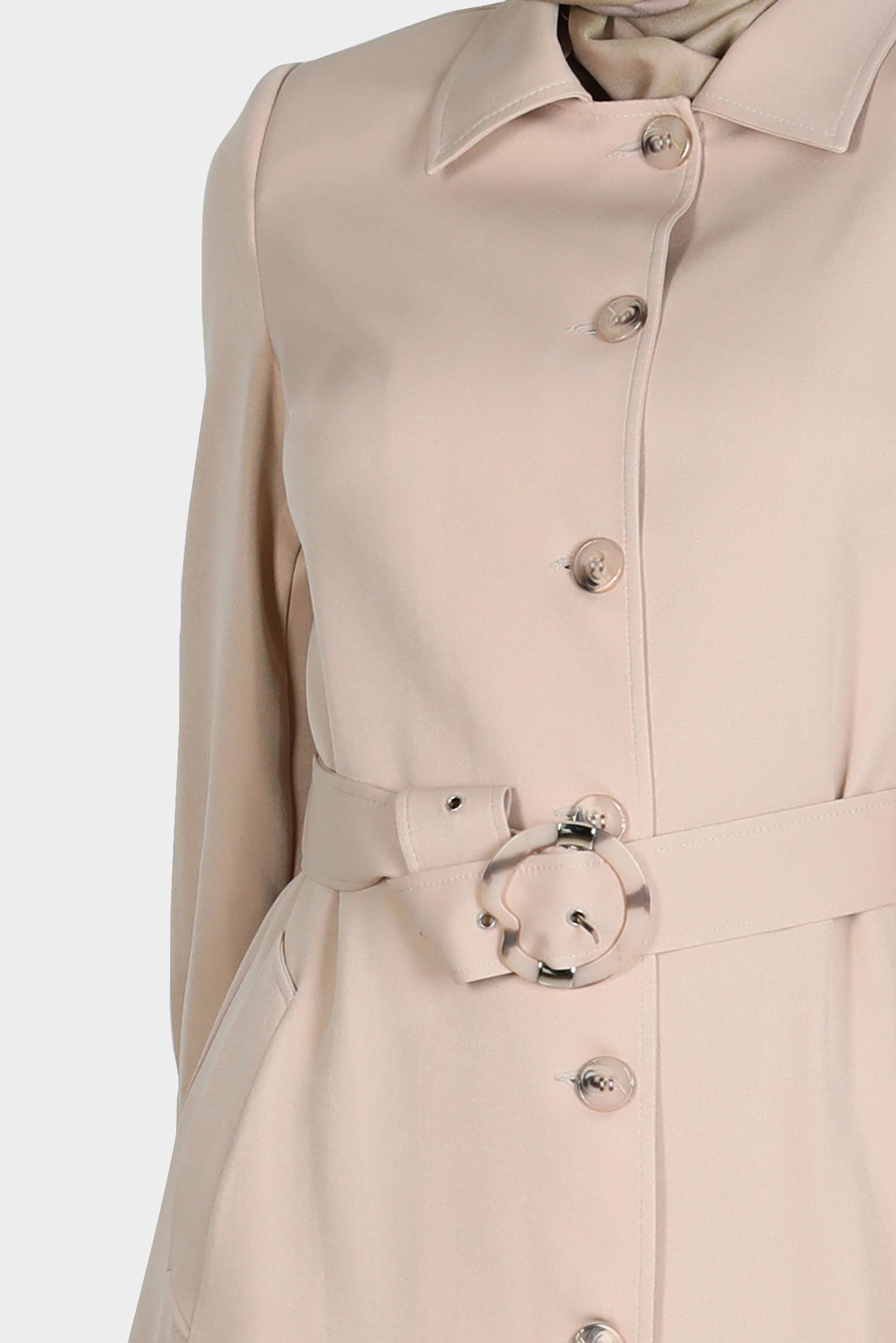 Hijab clothing BEIGE BUTTONED BELTED TRENCH COAT 10593 