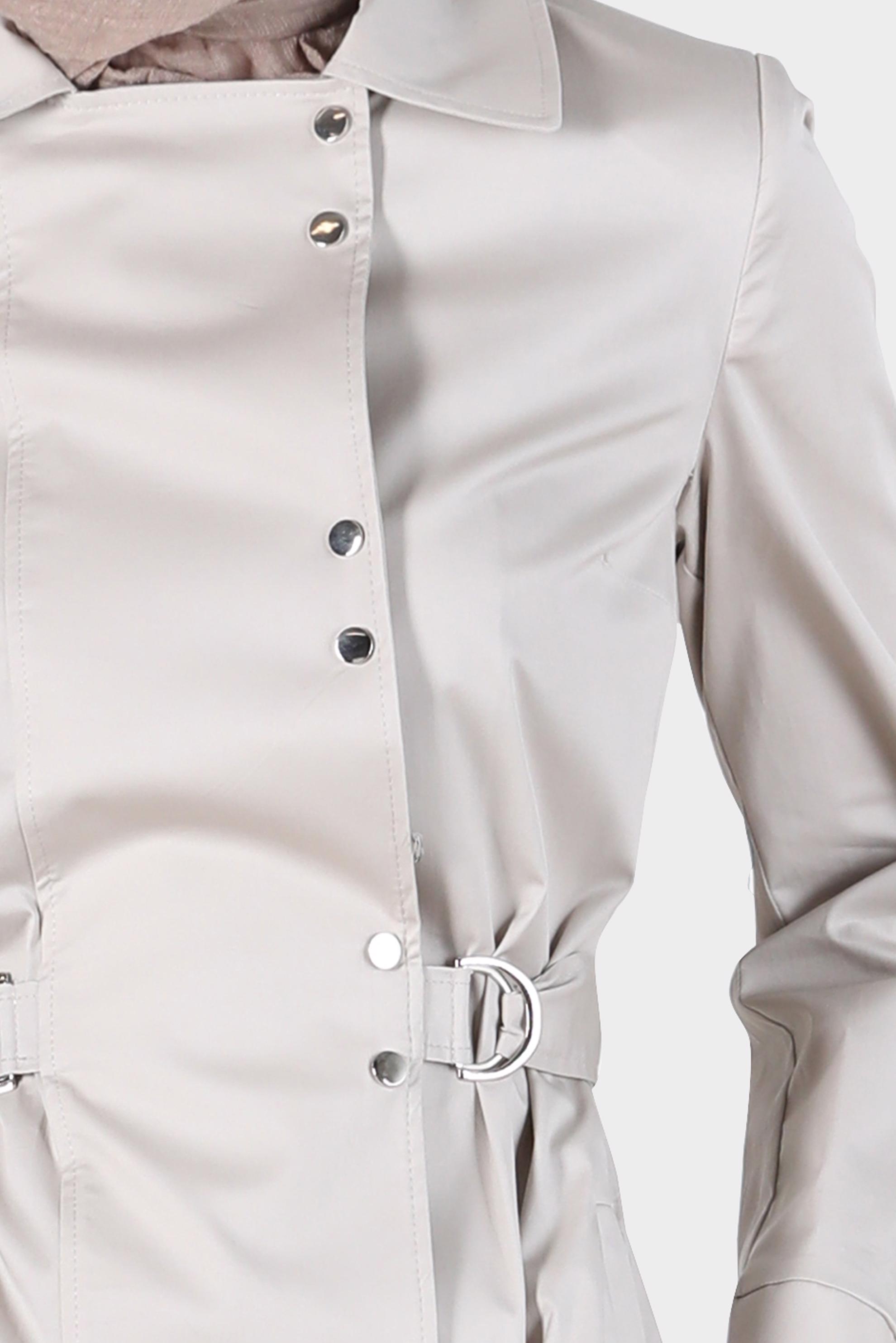 Tesettür giyim BEJ BELİ KUŞAKLI ÇITÇITLI TRENÇKOT 10598	