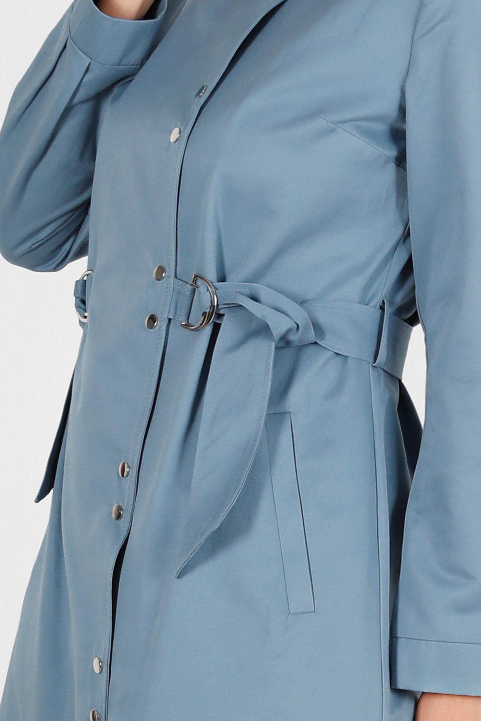 Hijab clothing BLUE BELTED SNAPPED TRENCH COAT 10598 