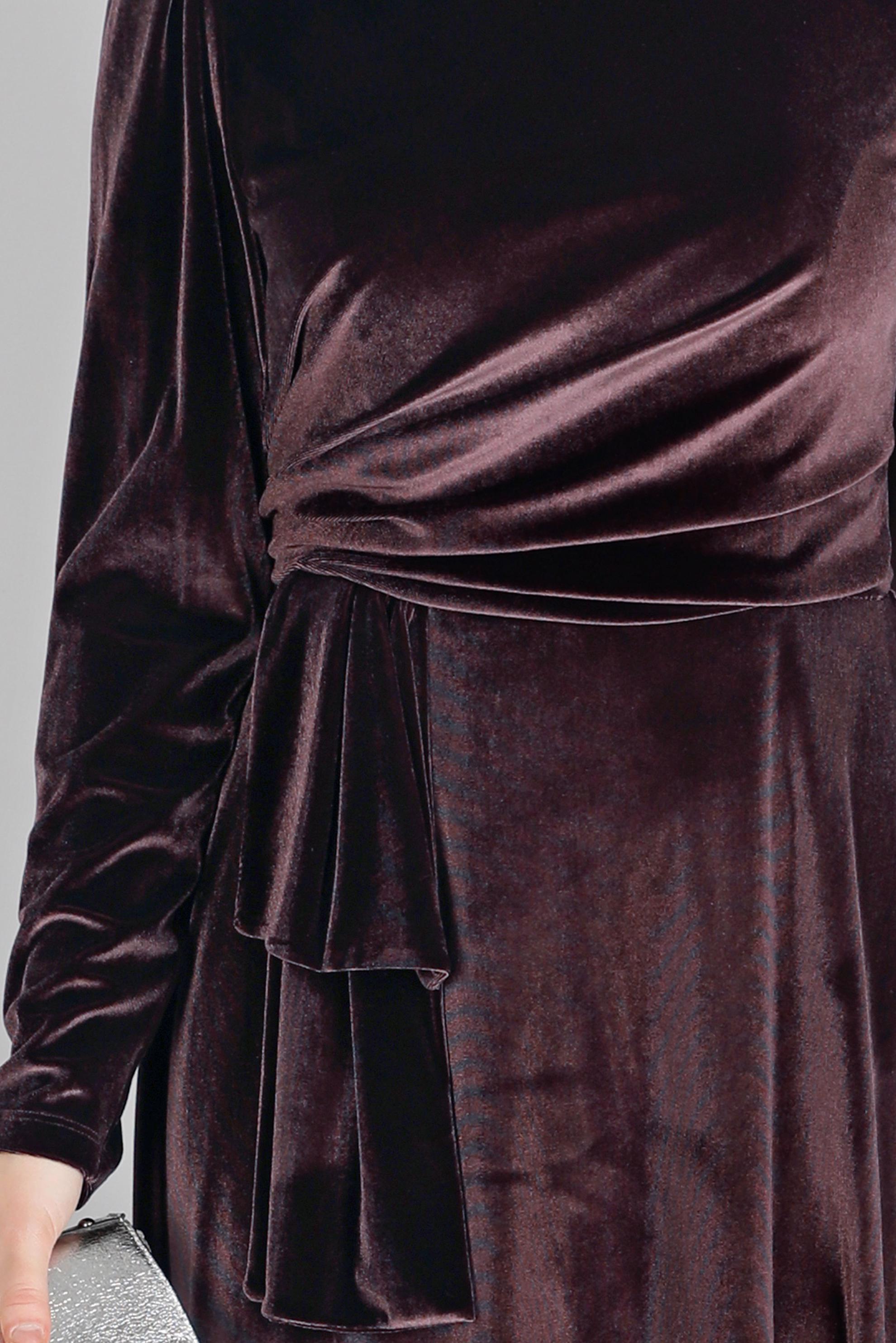 Vêtements hijab BRUN ROBE DE SOIRÉE EN VELOURS NOUÉ À LA MAIN 50281