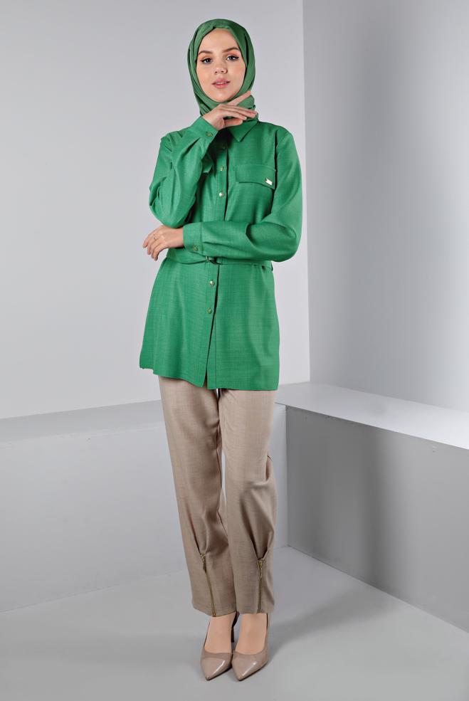 Tesettür giyim  KUŞAKLI DÜĞMELİ BLUZ 43368 - ALVİNA