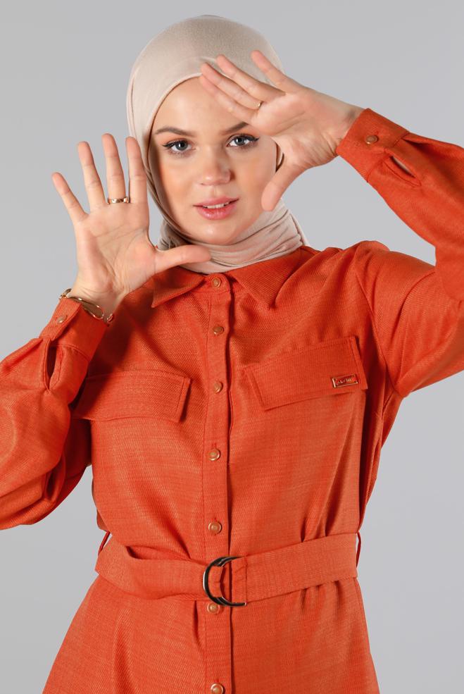 Hijab clothing  BELTED BUTTONED BLOUSE 43368 - ALVİNA