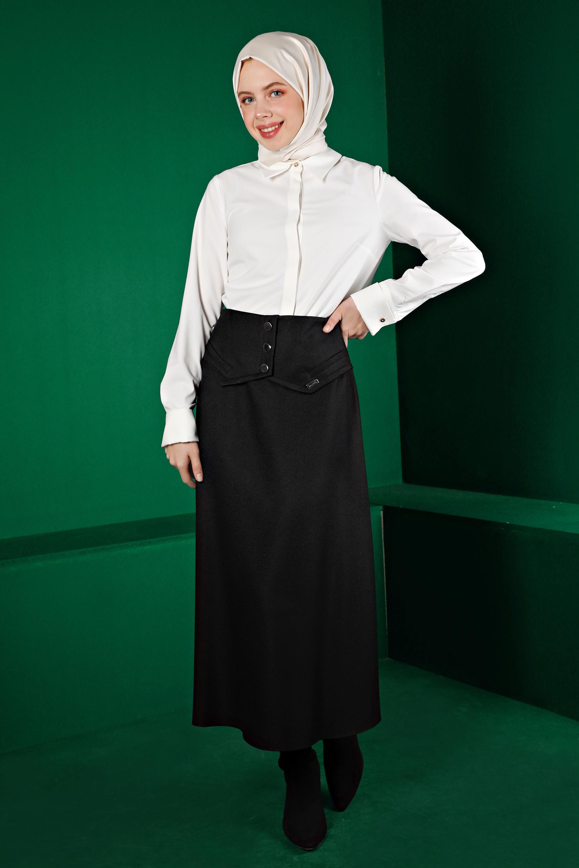 Vêtements hijab BLANC BLOUSE INVISIBLE À BOUTONS 43373