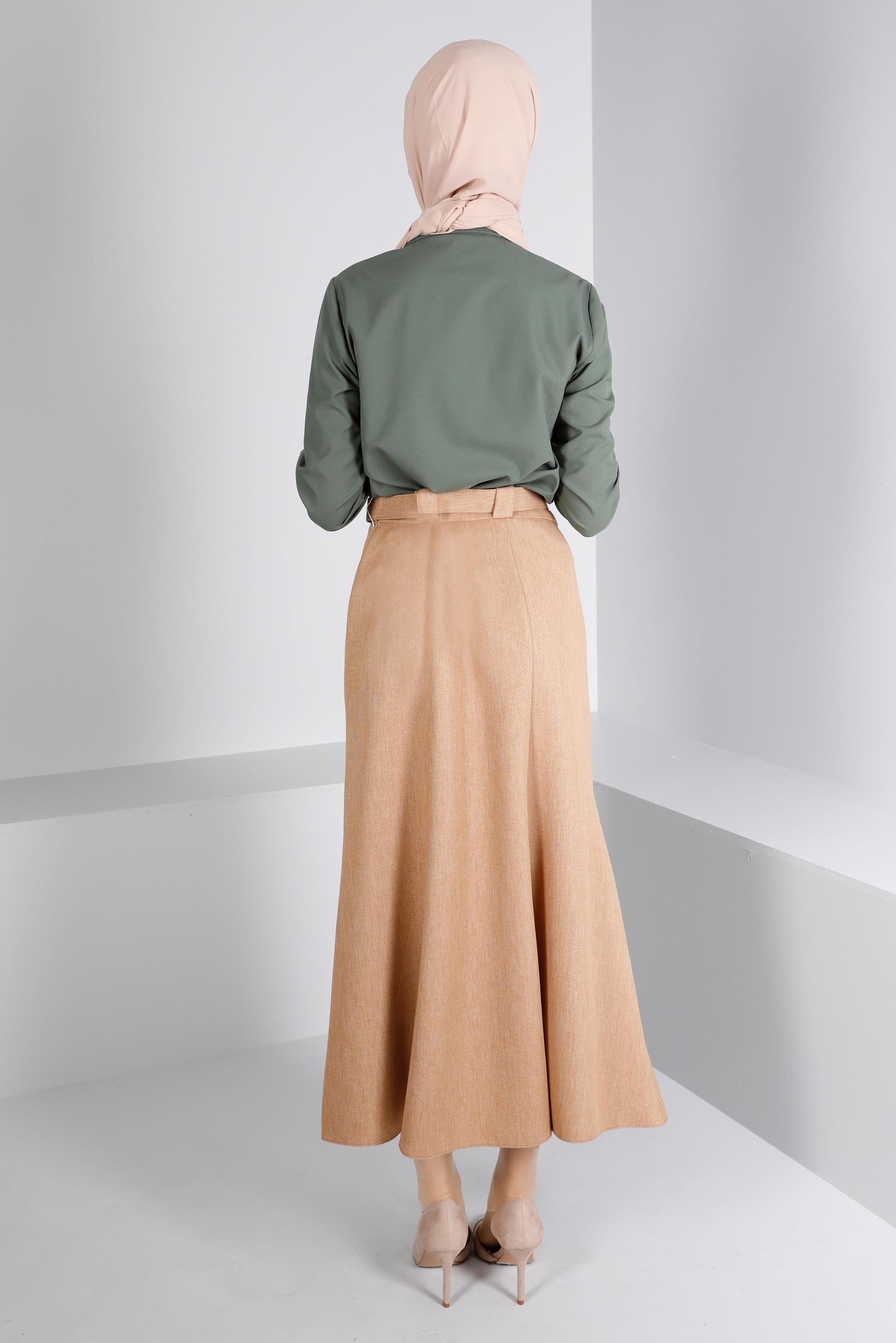 Vêtements hijab KAKI BLOUSE INVISIBLE À BOUTONS 43373